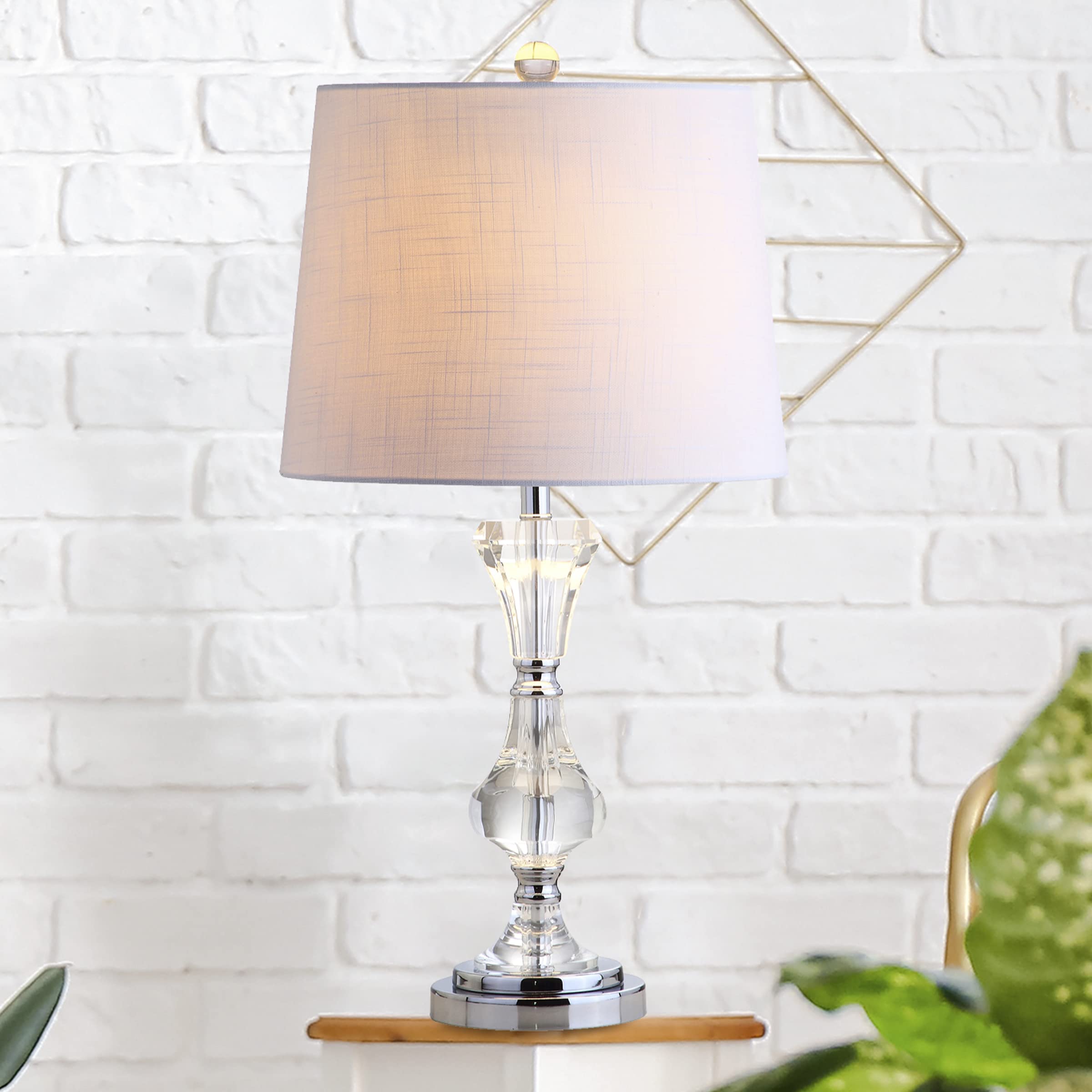 Jonathan Y Jyl2040A Riley 25" Crystal Led Table Lamp Transitional Glam Contemporary Bedside Desk Nightstand Lamp For Bedroom Living Room Office College Bookcase Led Bulb Included, Clear