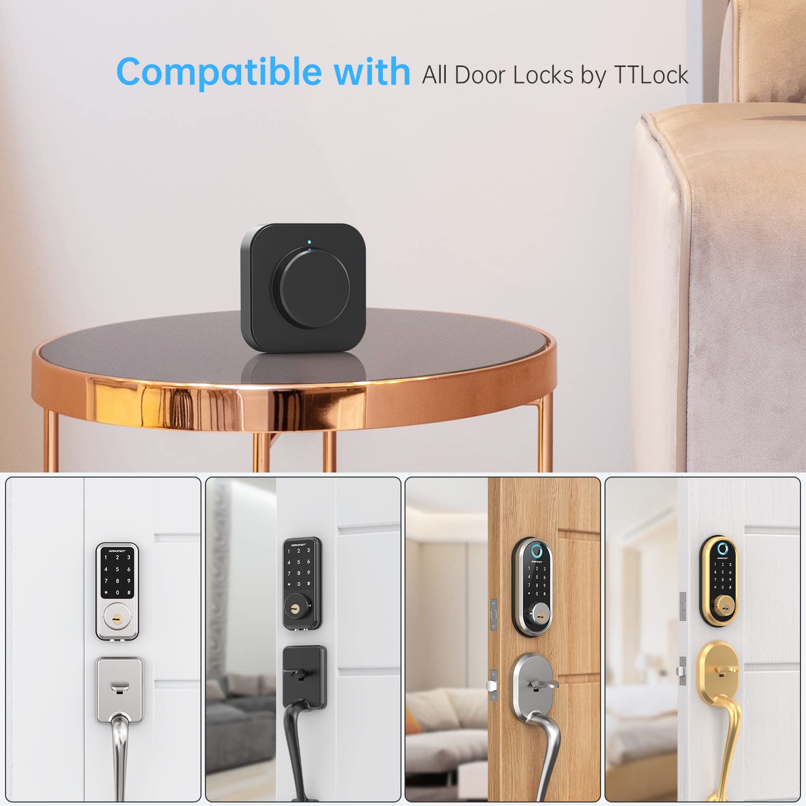 Smonet Smart Lock Wi-Fi Gateway, G2 Gateway Wi-Fi Bridge Remote Control, Smart Hub Compatible With Alexa, Google Home Voice Control For Homes And Hotel