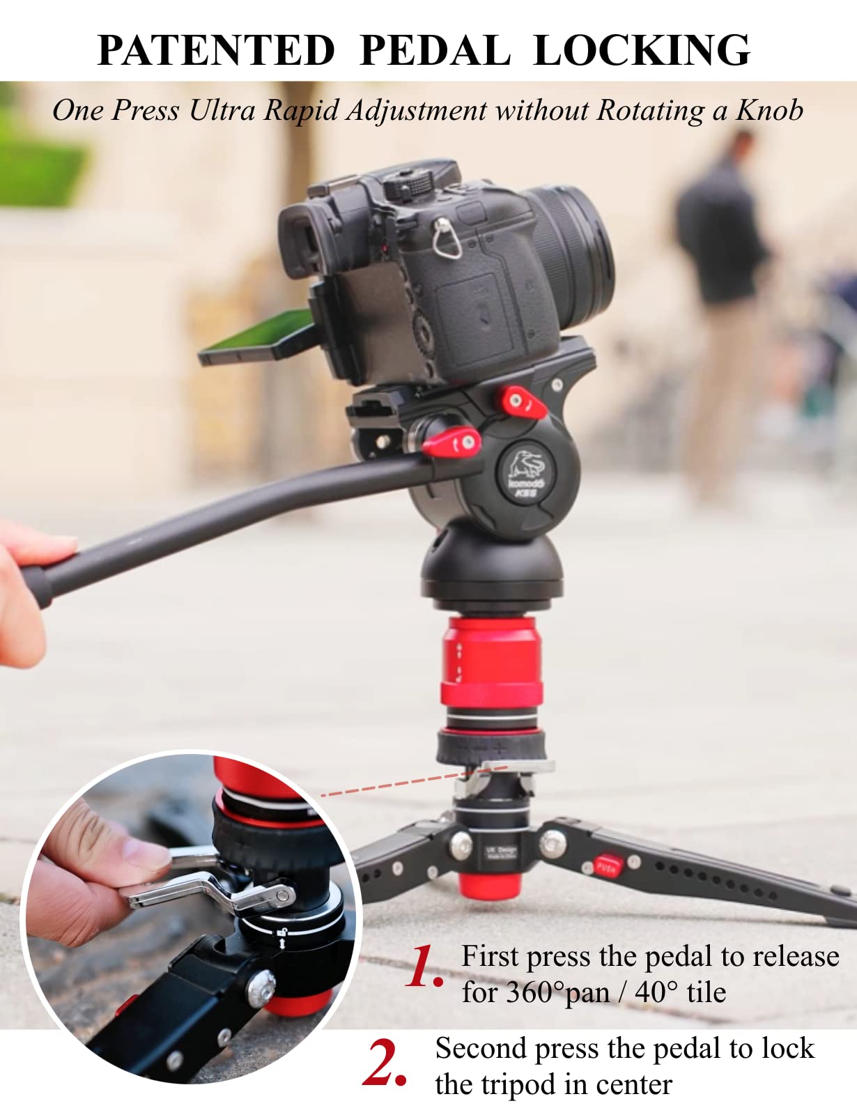 Ifootage Cobra 3 Pedal Base, Mini Tripod Tabletop Desktop, Aluminum Low Profile, Payload 17.6 Lbs, Cb3 Base-P