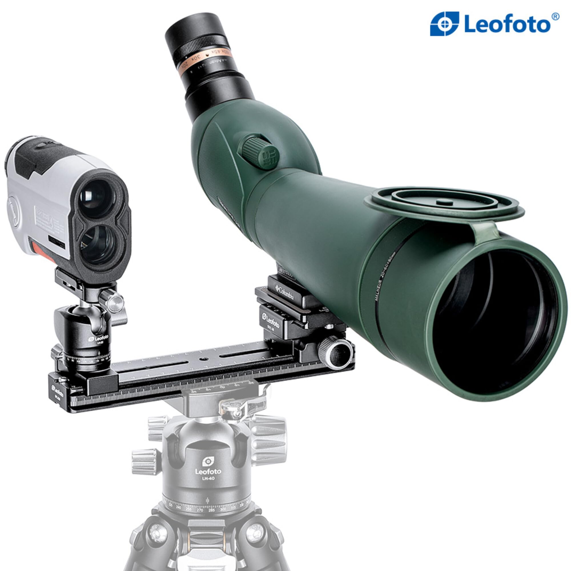 Leofoto Fdm-02 Arca Rail Kit, For Binocular/Rangefinder, Double Dovetail, Ball Head, Clamp With Qr Plate