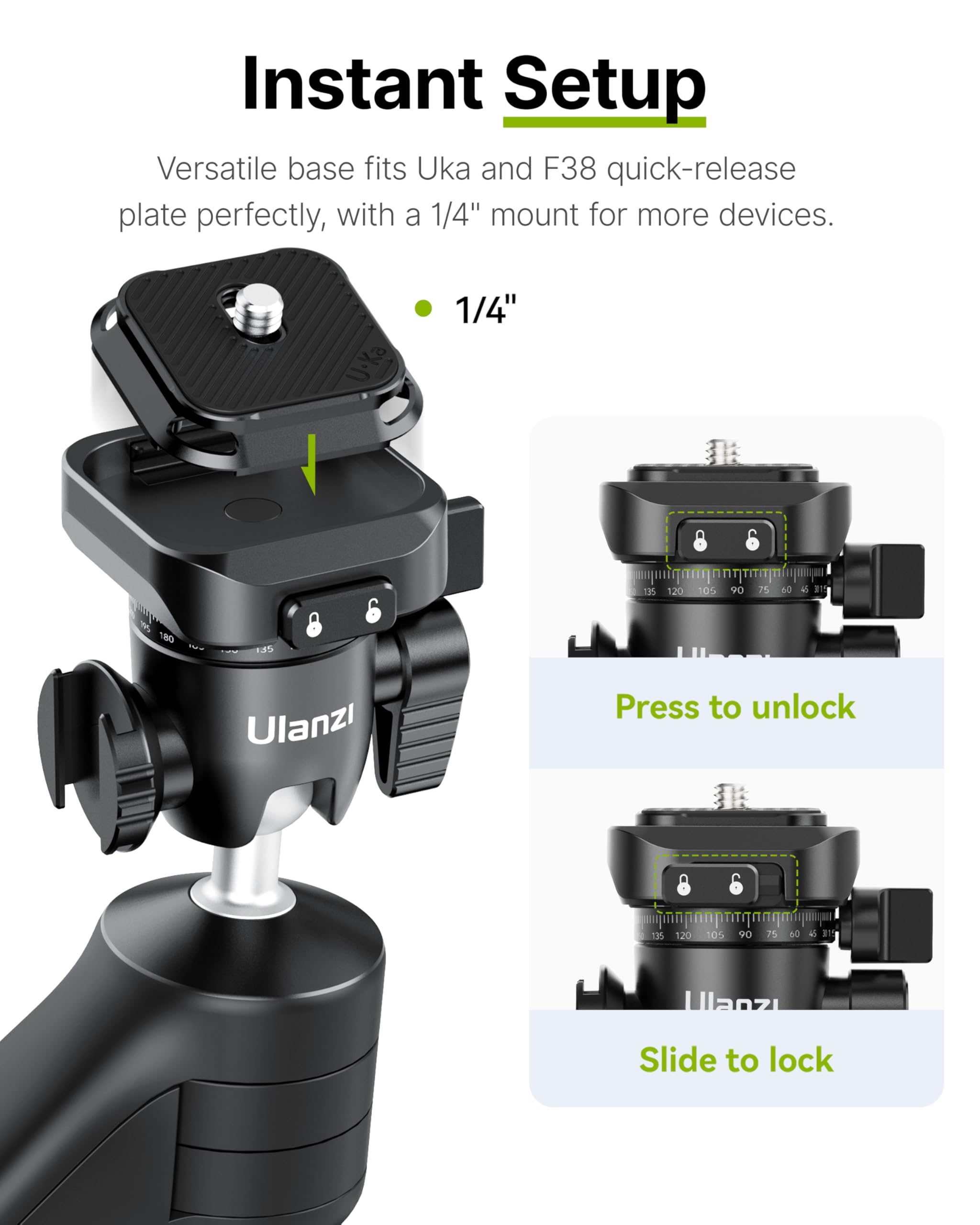 Ulanzi Tt38 Mini Tripod For Camera, One-Click Open Tabletop Camera Tripod Stand, Compatible With Canon Sony Nikon Fujifilm, Black