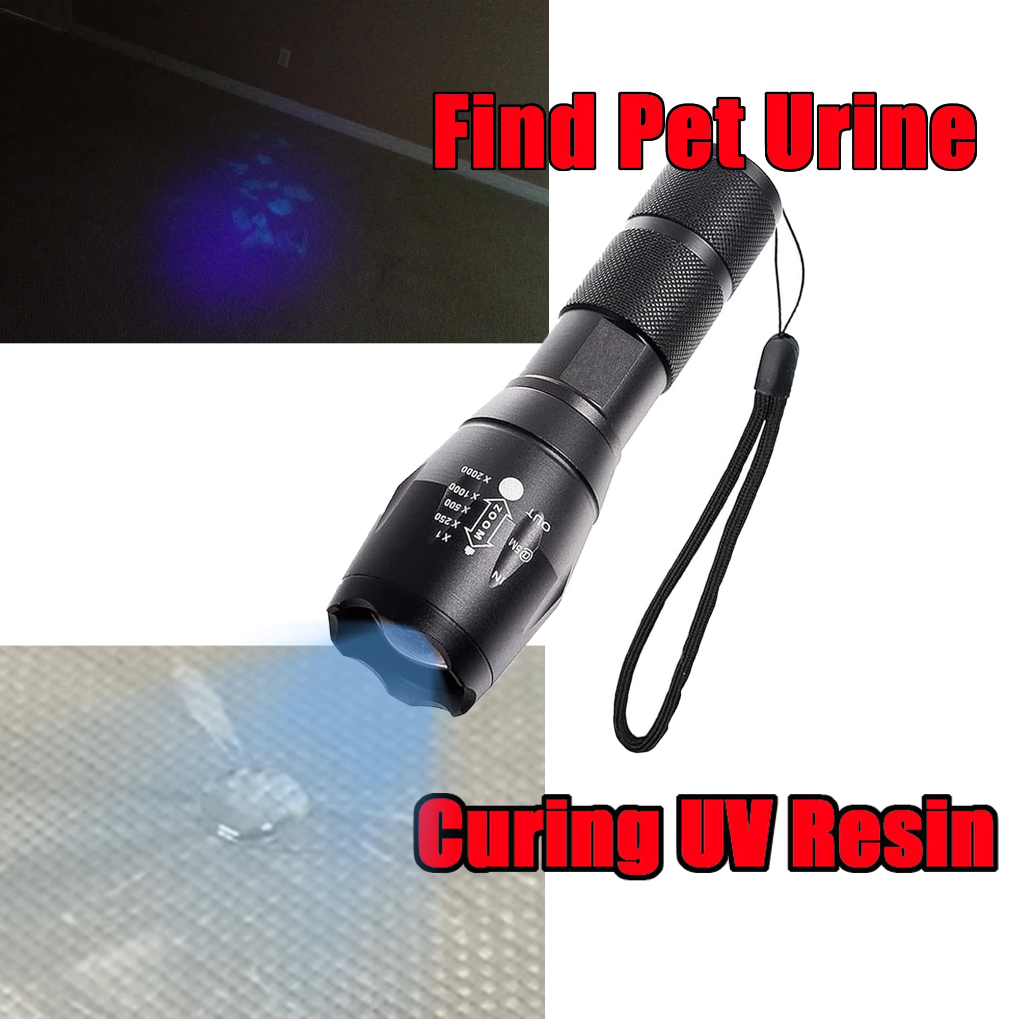 Xysrz Uv Flashlight 365Nm & 395Nm Blacklight Wood’S Lamp Ultraviolet Flashlights For Rocks Hunting & Uv Glue Curing, Pet Urine Detector, Scorpions Finder, 2 Pack