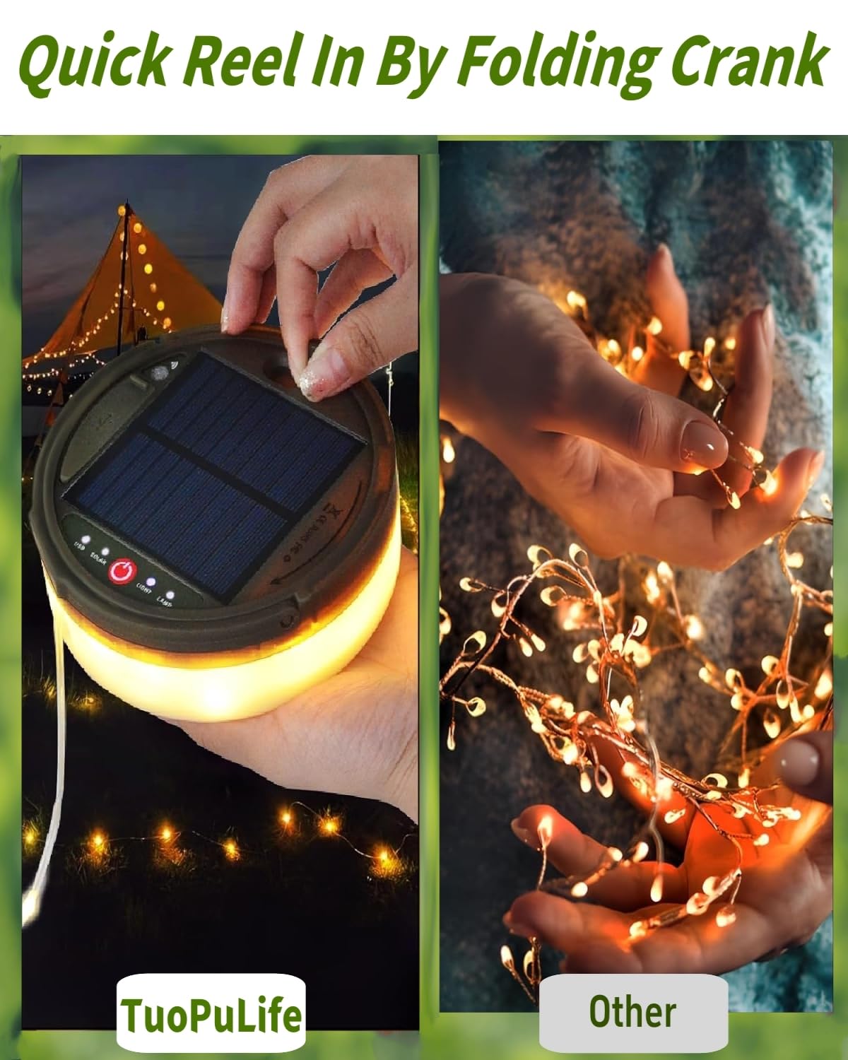 Tuopulife Solar Camping String Lights, 39.4Ft Fairy String Lights 150Leds, Portable Waterproof Camping Lamp With 8 Lighting Modes, Hanging Rechargeable Tent Lantern For Awning Garden Party Decor-Remote Control