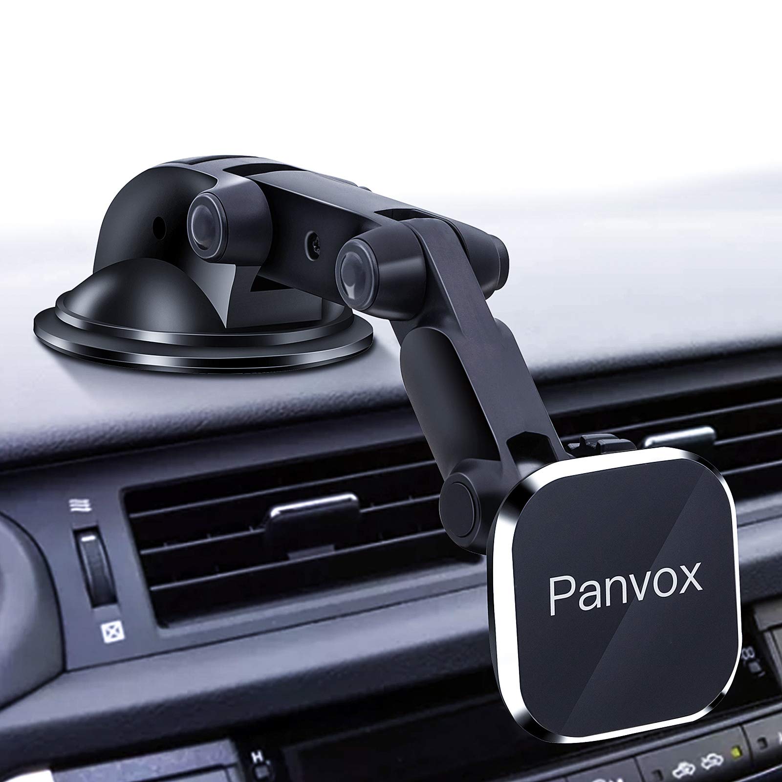 Panvox Magnetic Phone Car Mount, Universal Dashboard Windshield Car Phone Mount Holder With  3.2" Suction Cup,8 Strong Magnets Compatible With Iphone 11 Pro X Xs Max Xr Galaxy Note10 S10 (B)