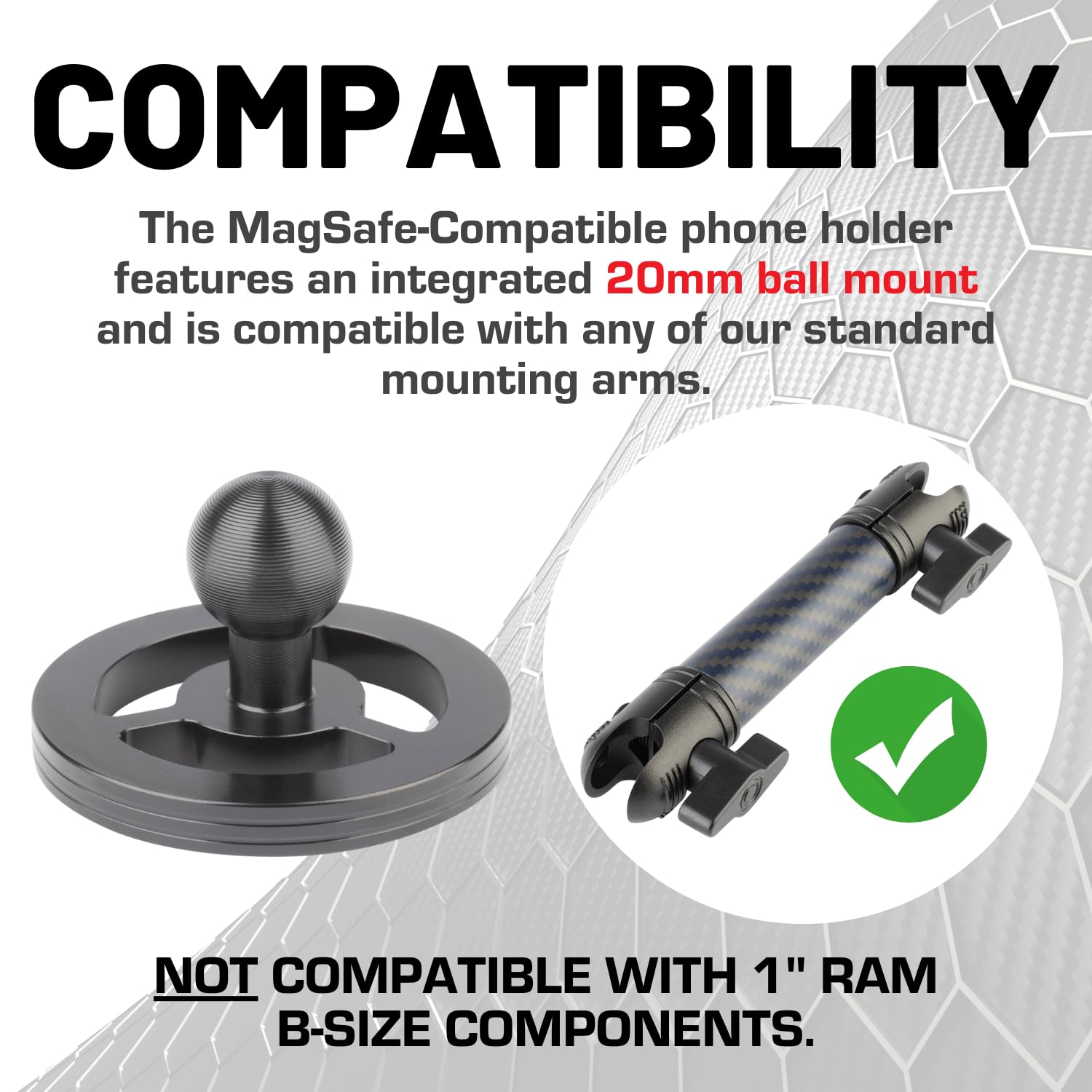Bulletpoint Dash Mount Magnetic Cell Phone Holder Compatible With Magsafe Iphone Smartphones - 20Mm (0.787 Inches) Attachment Ball (Magsafe Holder Only)