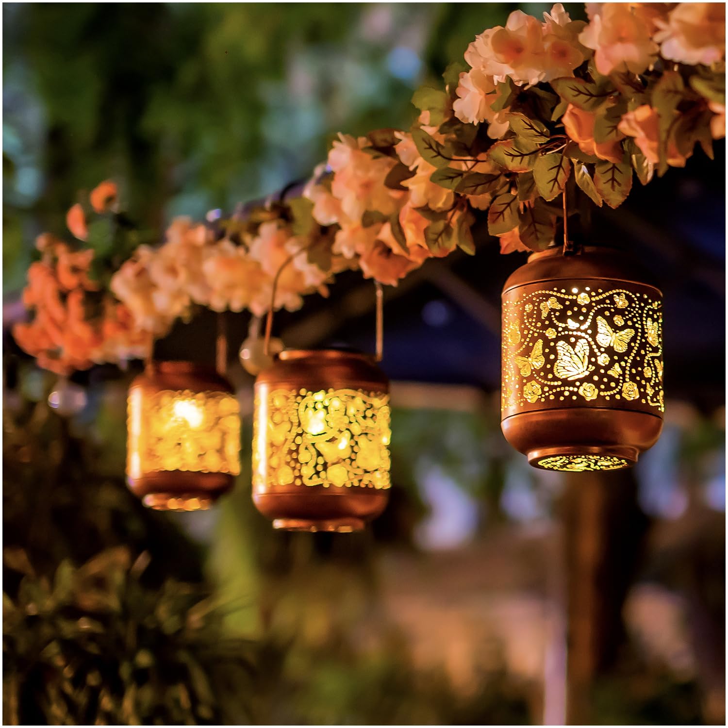Srdjxy Butterfly Solar Lanterns Outdoor Waterproof Hanging Solar Lights Butterfly  For Women/Men/Butterfly Lovers  Metal Decorative Led Butterfly Lanterns For Garden Decor,Patio,Lawn,Pathway,Yard