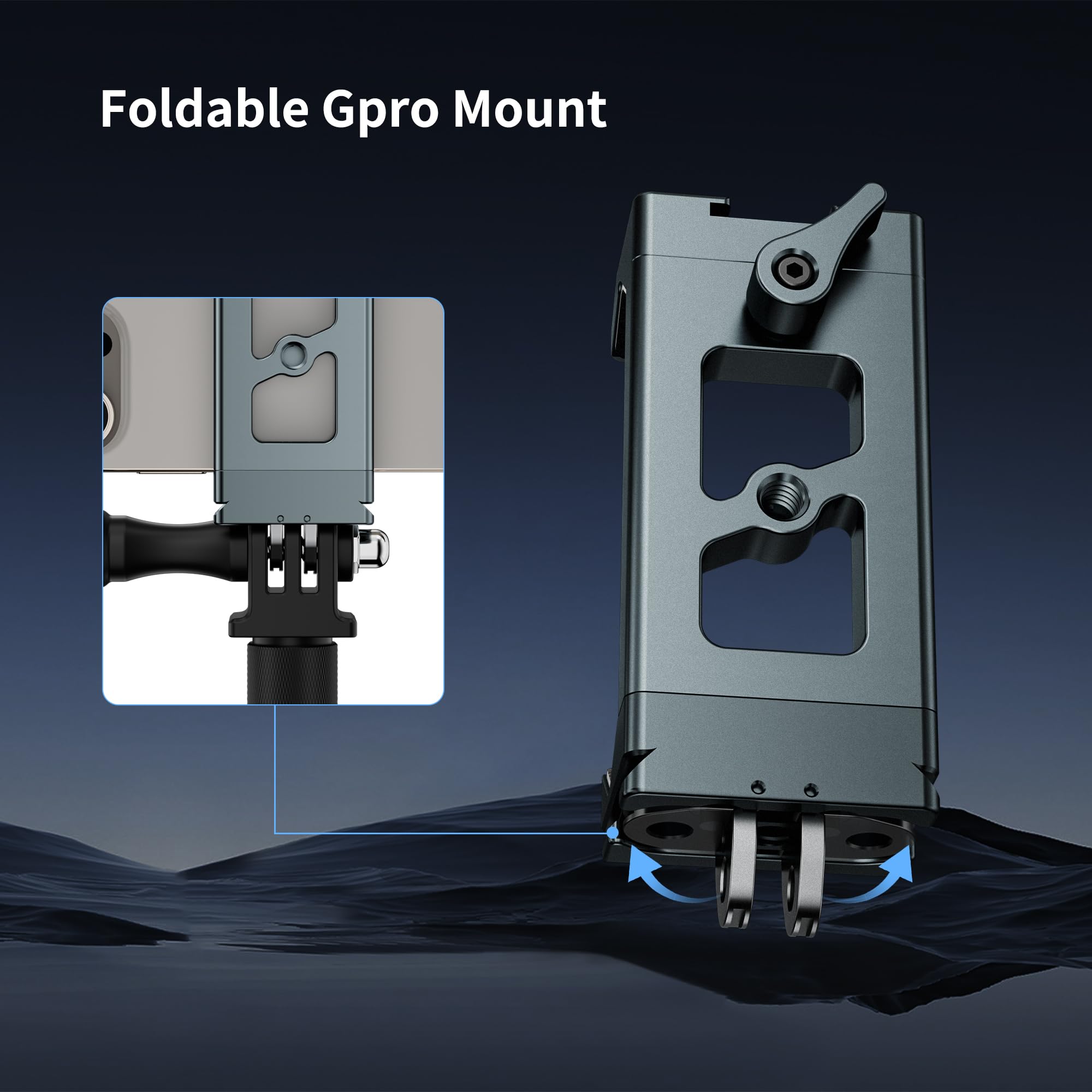 Camolo Geek Metal Phone Tripod Mount Arca Port & Action Camera Adapter, Adjustable Smartphone Tripod Adapter Clamp Cell Phone Stand Holder Compatible With Iphone Plus Pro Max Gopro Samsung Galaxy Motorola Pixel