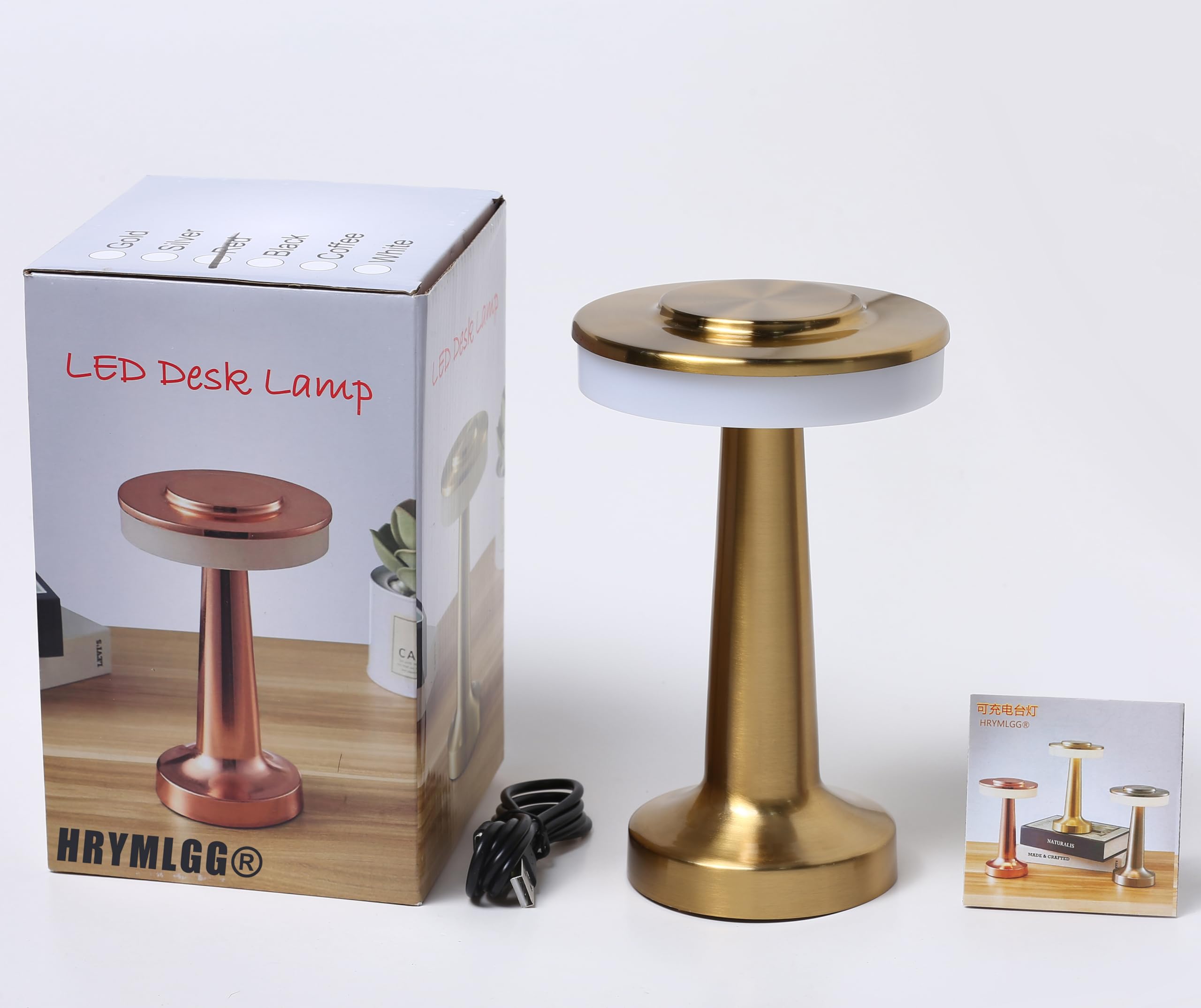 Hrymlgg Touch Portable Cordless Desk Lamp, 3 Speed Touch Dimming, Built-In Usb Battery Port, Bedroom Bedside Light, Bar Mood Light, Dining Table