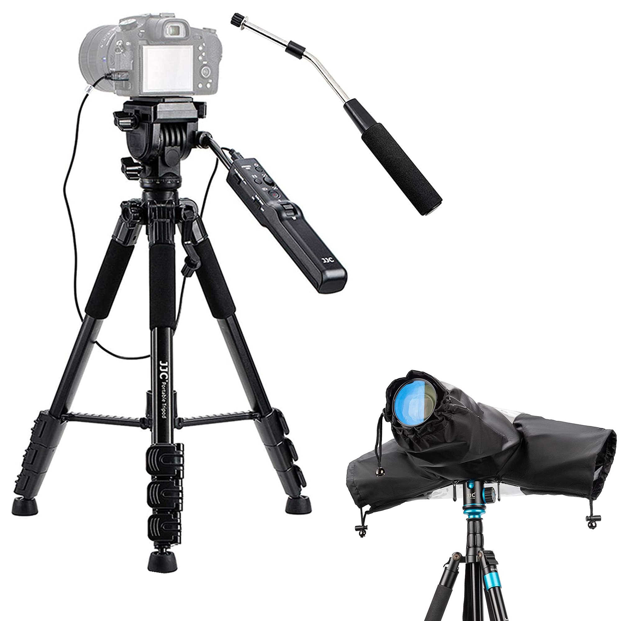 Kiorafoto Camera Tripod With Remote Control And Rain Cover: Replaces Sony Vct-Vpr1, Black Aluminum, Compatible With Sony Cameras/Camcorders