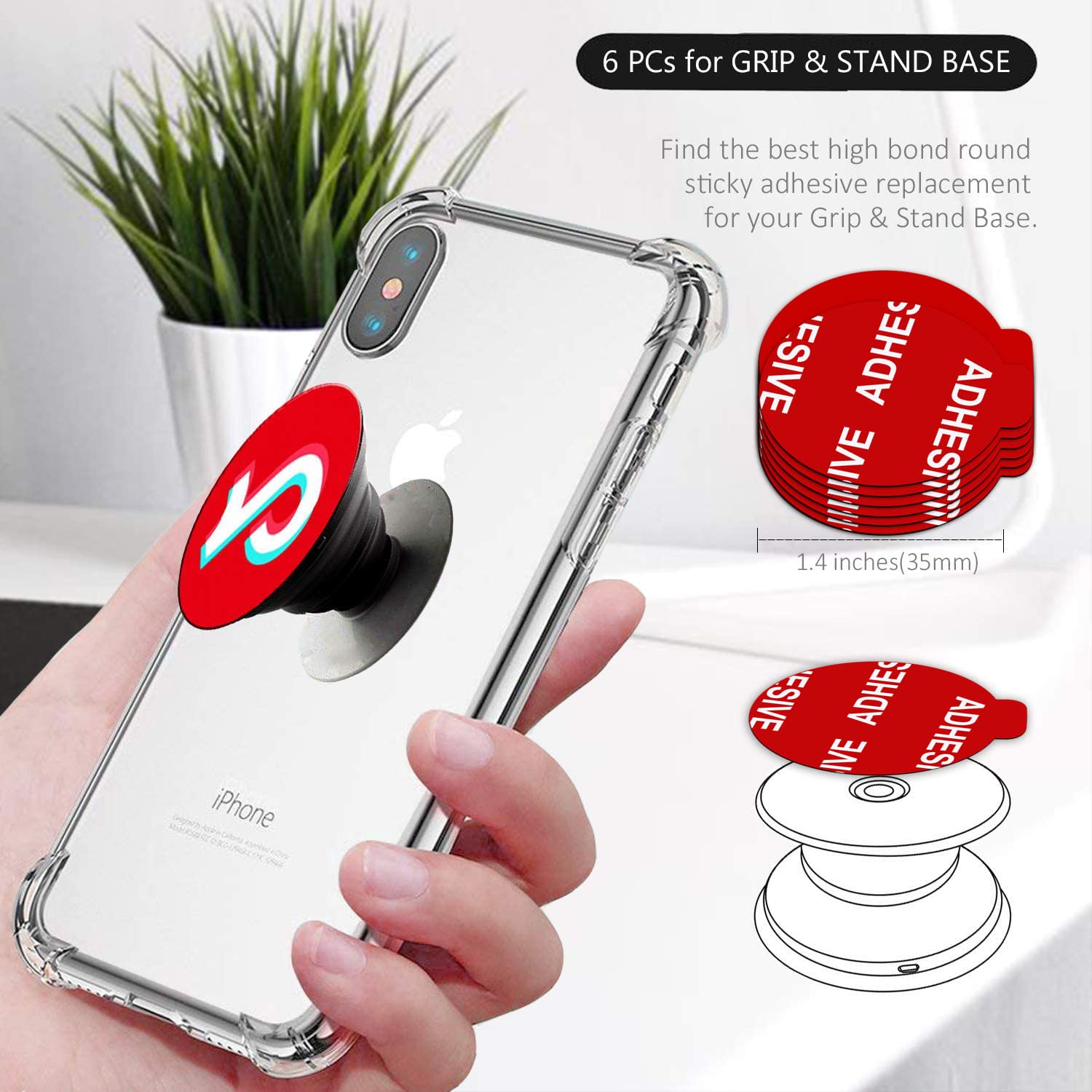 Azxyi Very High Bond Sticky Adhesive, 9 Pack Socket Replacement Kit, 6 Pcs Double-Sided Stickers For Socket Base And 3 Pcs Pads For Car Magnetic Phone Holder