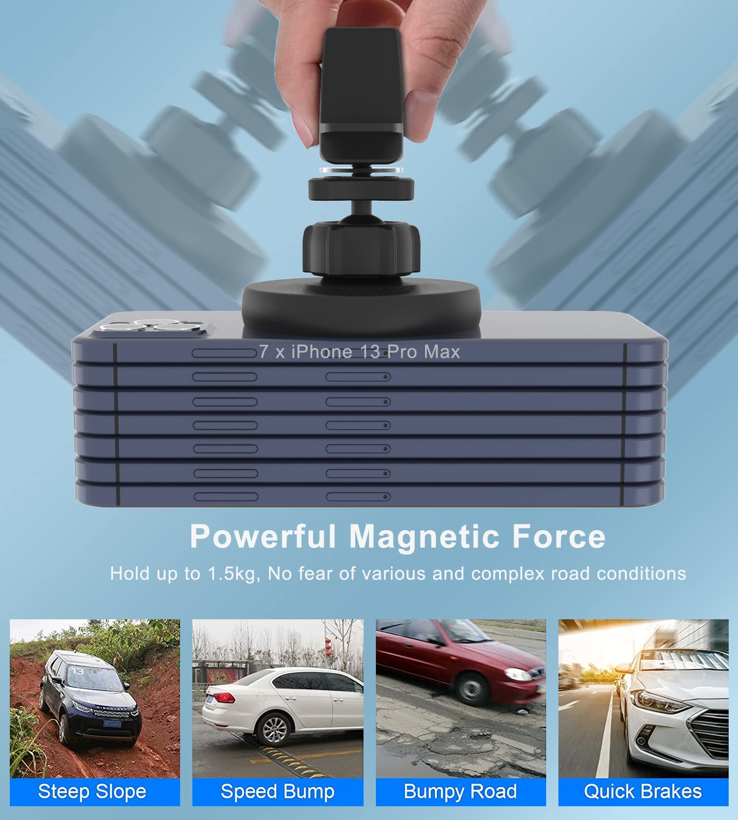 Gloplum Magnetic Wireless Car Charger Mount Compatible With Magsafe Iphone 15/ Iphone 14/Iphone 13, Fast Charging Air Vent Magnet Accessories Car Phone Holder