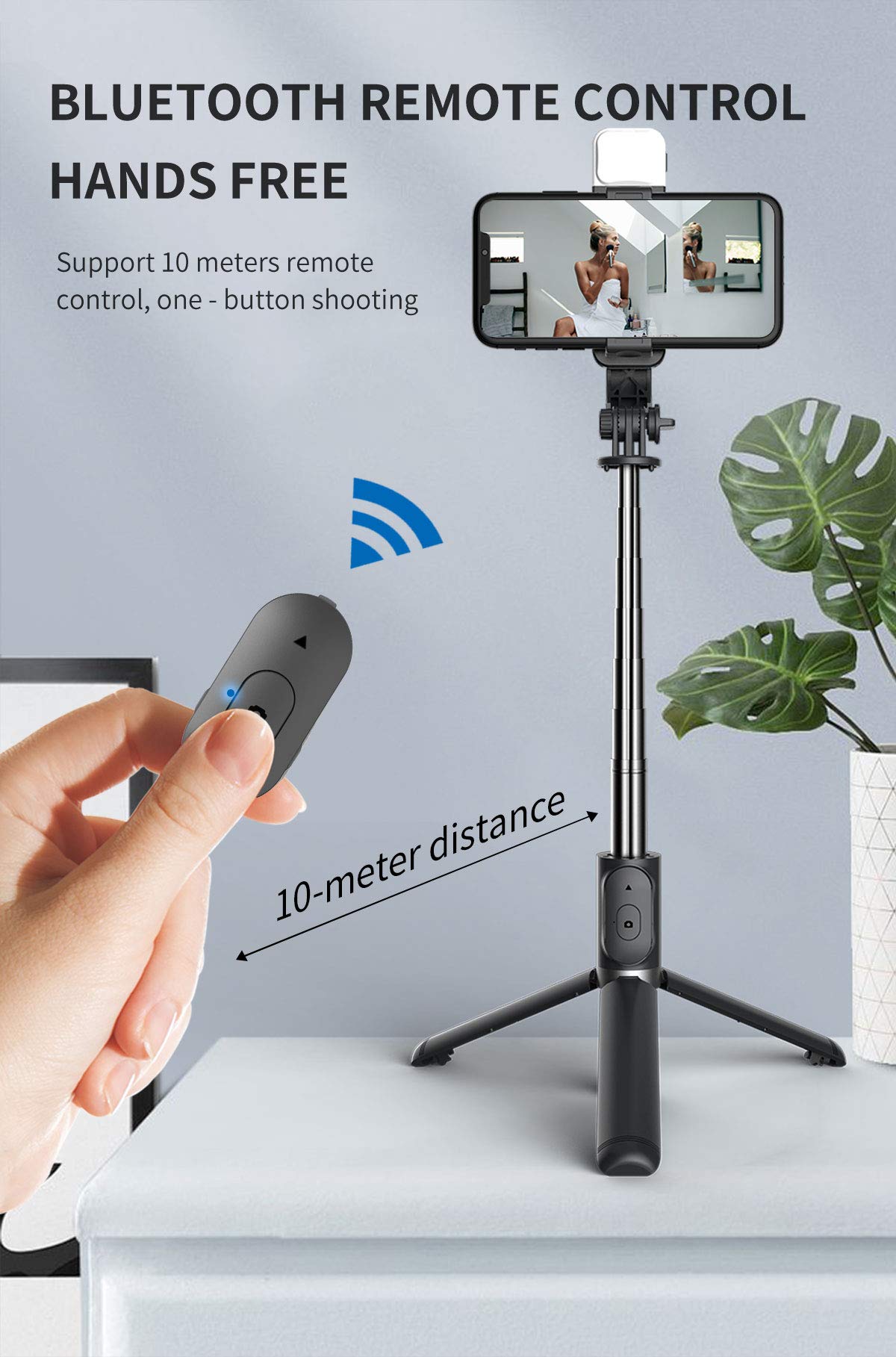 Tianle Selfie Stick, 4 In 1 Selfie Stick Tripod With Light, Extendable And Portable Stable Tripod Stand With Detachable Wireless Remote Compatible With Iphone/Gopro/Camera/Smartphones