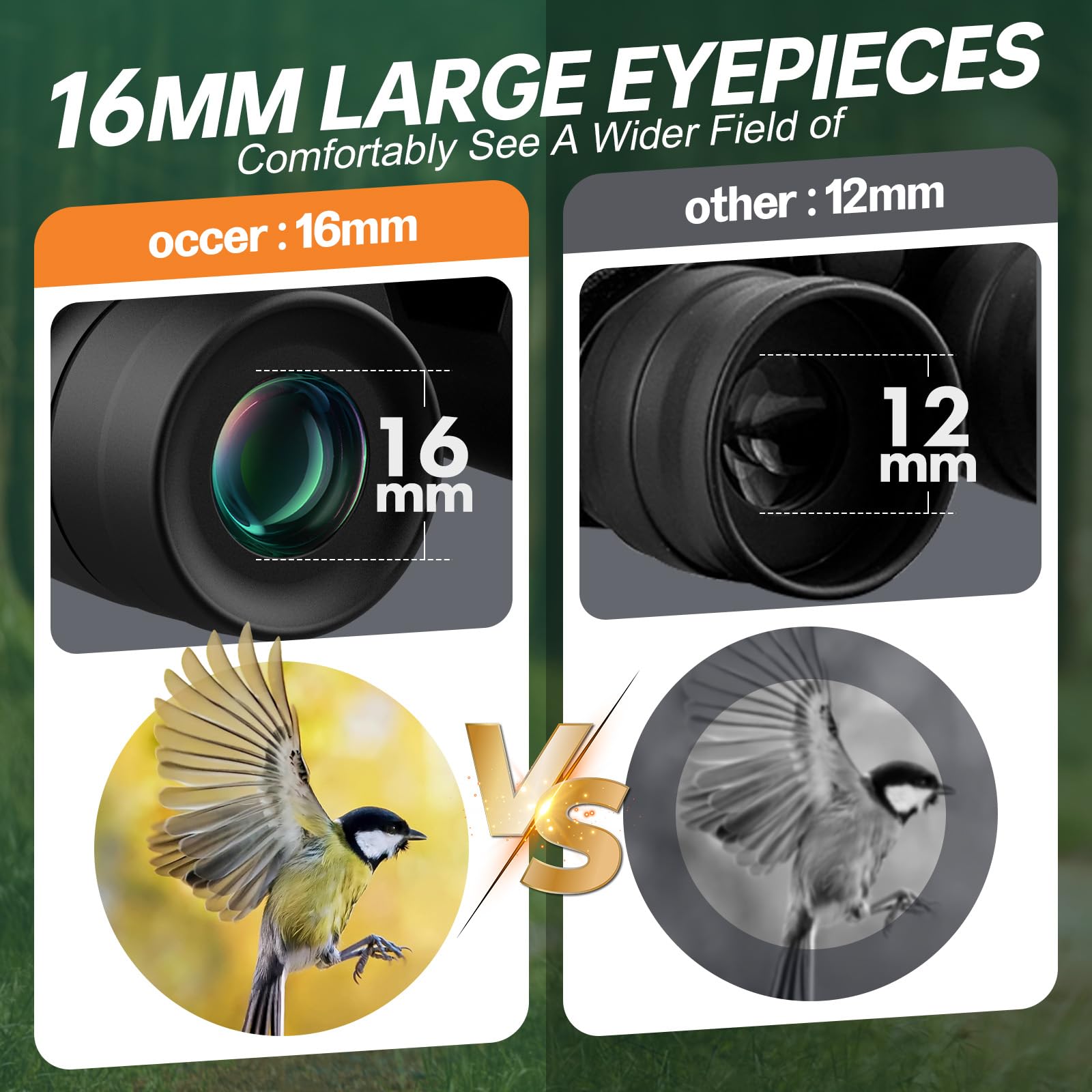 Occer 15X30 Compact Binoculars For Adults And Kids - Large View High Powered Binoculars For Bird Watching - Lightweight Easy Focus Binocular With Low Light Vision For Outdoor Hunting Travel - Black