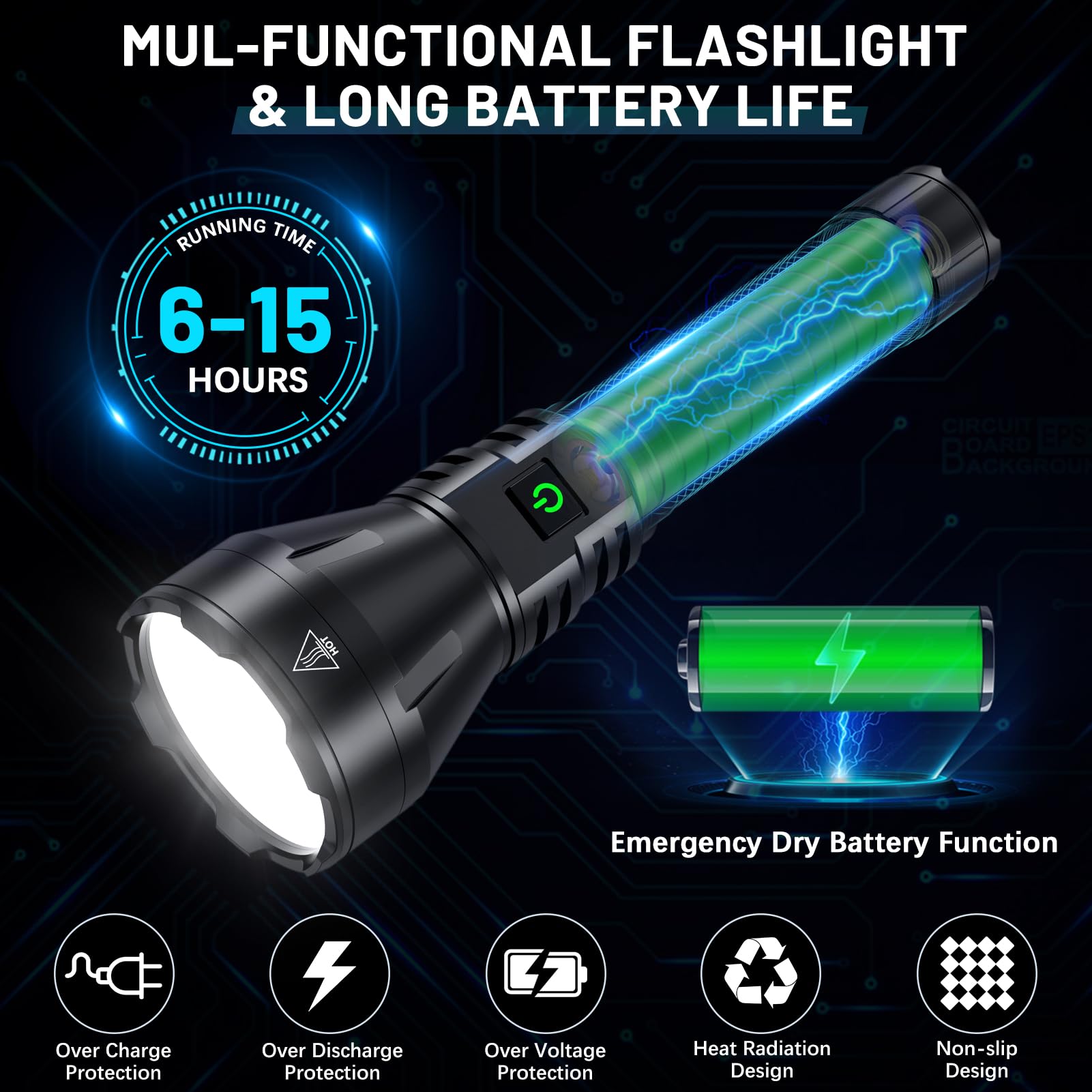 Driverwish Rechargeable Flashlights High Lumens, 990000 Lumens Super Bright Flashlight, 5 Modes Led Powerful Flashlight Adjustable & Waterproof, Versatile Utility Flashlight For Emergencies, Hiking, Camping