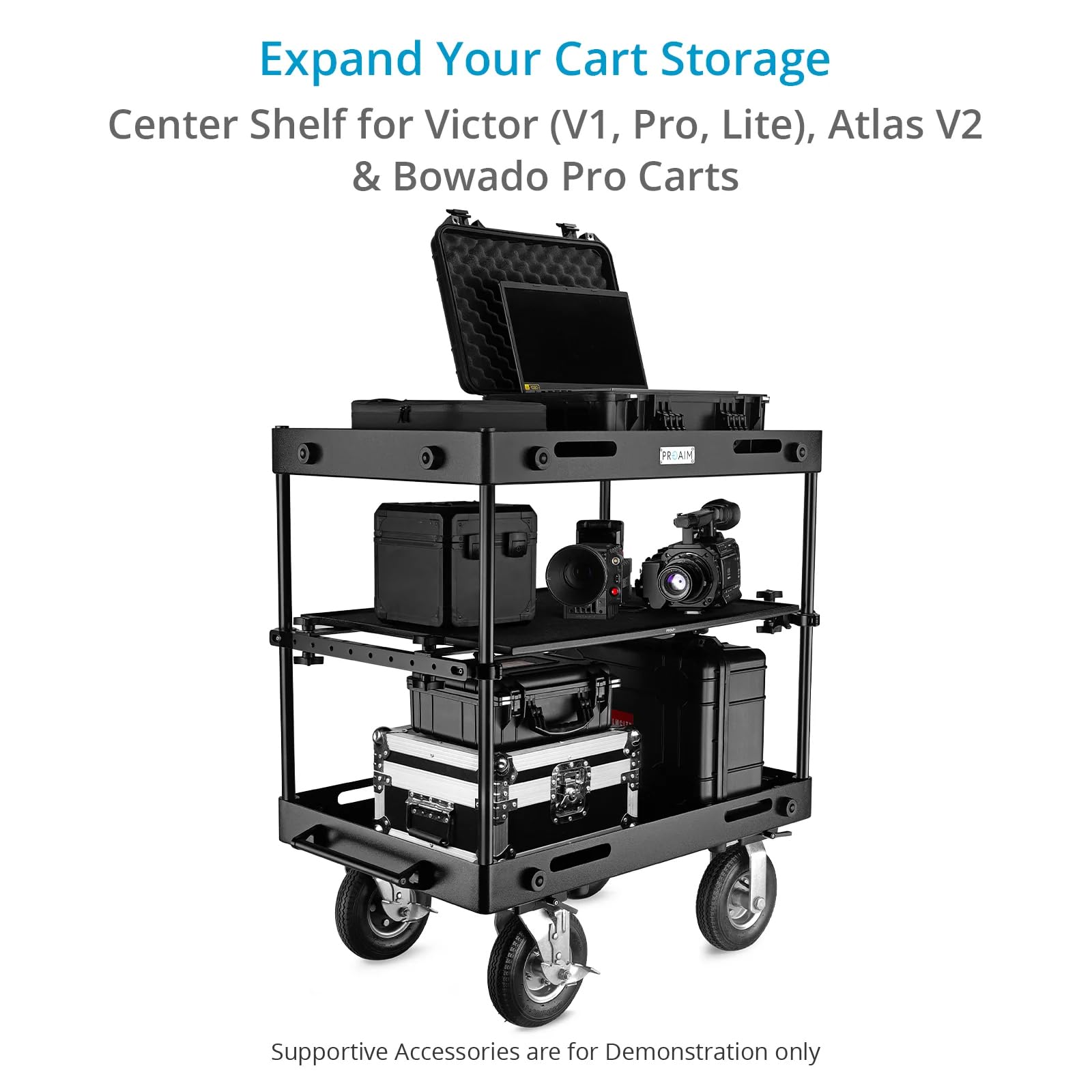 Proaim 48” Center Shelf Victor V1, Victor Pro, Victor Lite, Atlas V2 & Bowado Pro Video Camera Production Cart. Payload- 50Kg / 110.2Lb (Ct-Cnsh-48)