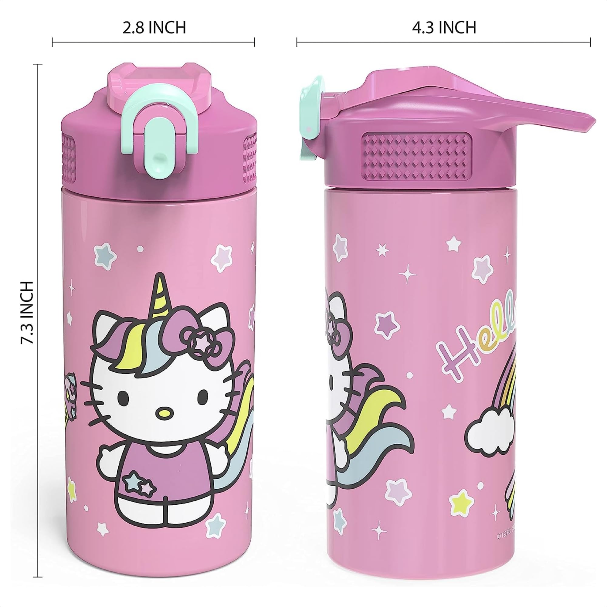 Zak Hello Kitty - Stainless Steel Vacuum Insulated Water Bottle - Pack Of 2 - 14 Oz - Durable