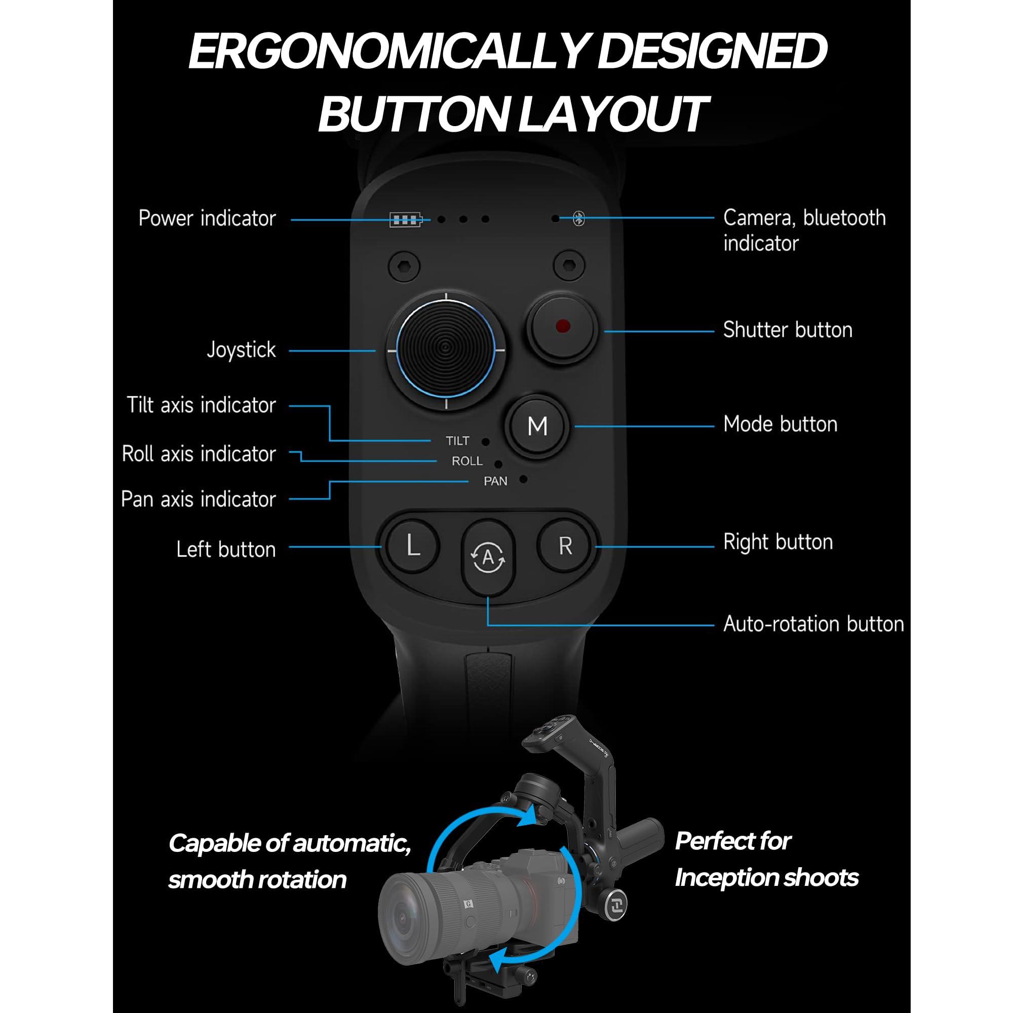 Feiyutech Scorp-C Camera Stabilizer Handheld Gimbal For Dslr&Mirrorless Camera Fits Sony/Canon/Nikon/Panasonic/Fujifilm,Max 5.51Lbs Professional 3-Axis Video Stabilizer,Official-Authorized