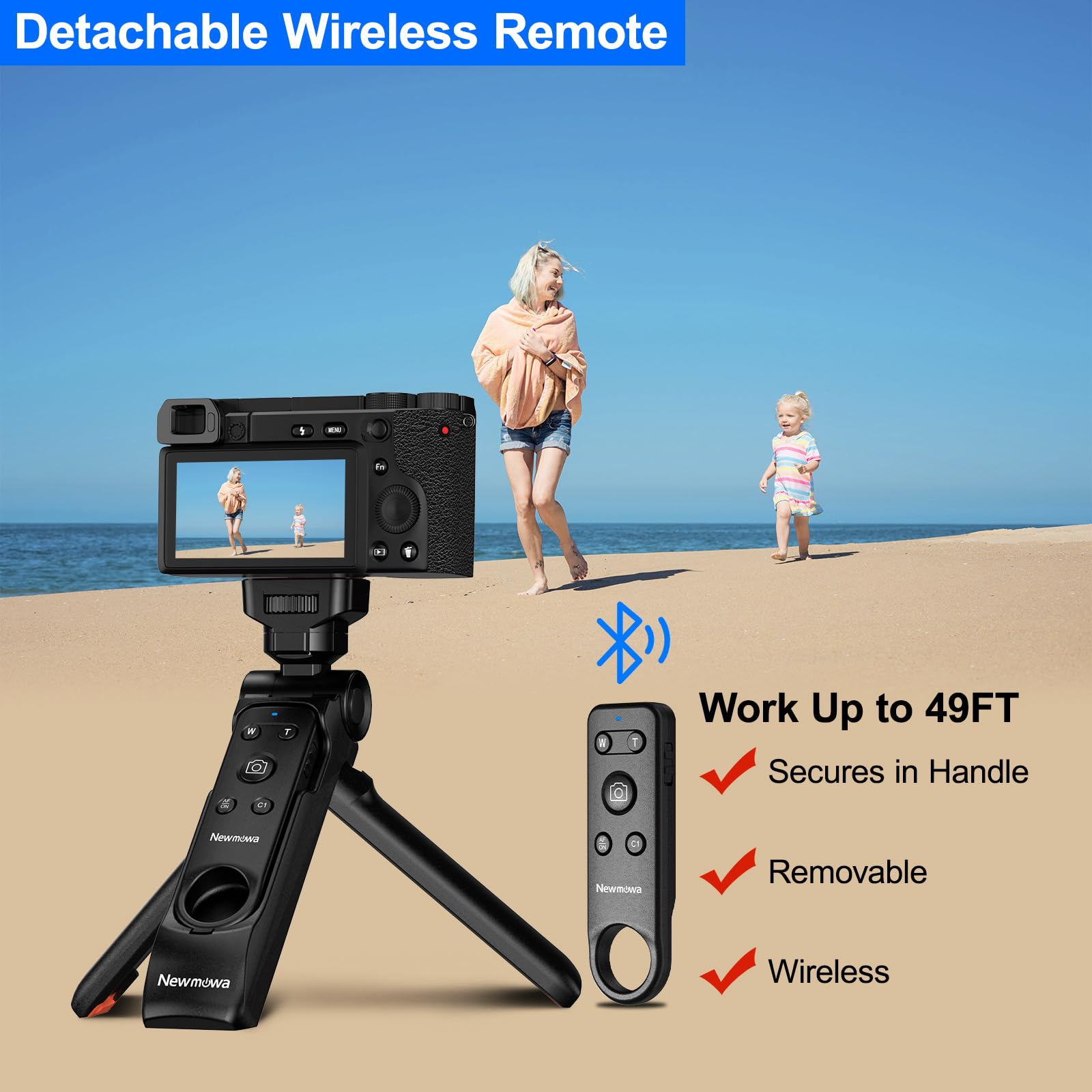 mowa Wireless Remote Control Shooting Grip & Mini Tripod For Sony Zv-1, Zv-1F, A7 Iii, A7R Iii, A9, A6100, Rx100 Vii, Canon Eos Rp, Eos R, 6D Mark Ii, 800D, Nikon Z, Z6 Ii, Z50, Coolpix A1000