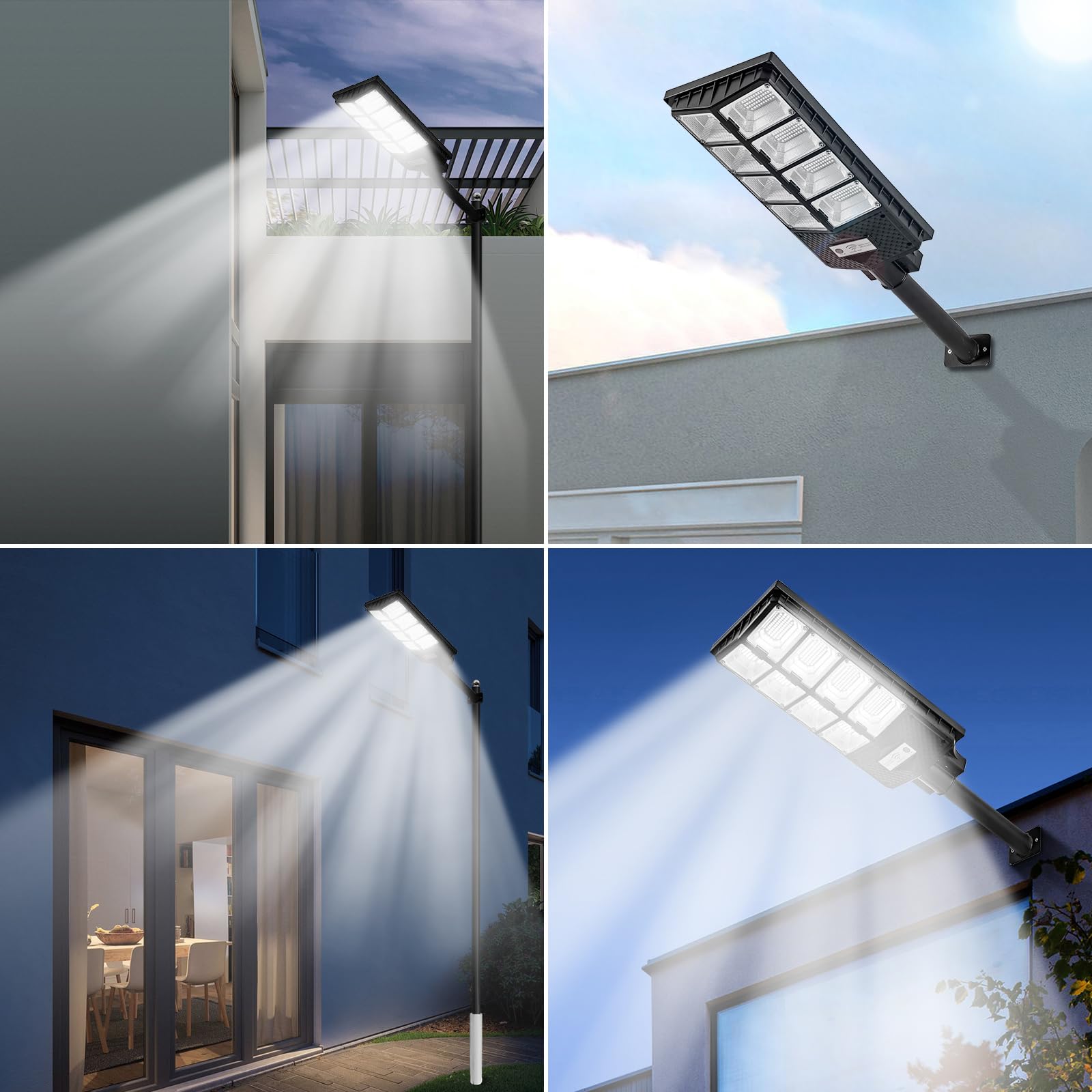 Viruhaka Solar Outdoor Lights,448Leds Street Lights With 20000Lm Hight Brightness, Ip66 Waterproof Security Flood Light, Dusk To Dawn Solar Street Lights,For Exterior Wall, Patio, Yard, Deck, Garden