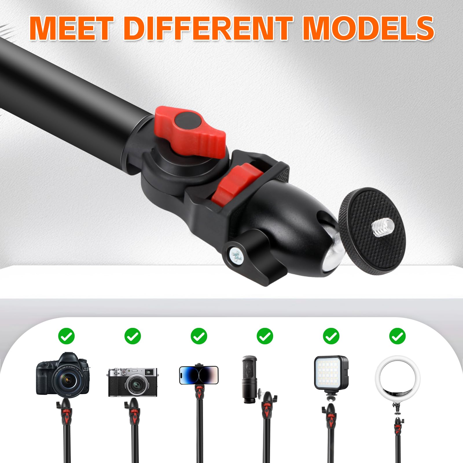 Taisioner Overhead Camera Desk Mount Stand-3-Section Adjustable Boom Arm With C-Clamp 360° Ball Head 5Lb Load Capacity Compatible With Dslr,Webcam,Lights,Microphone Live,Youtube,Online Courses