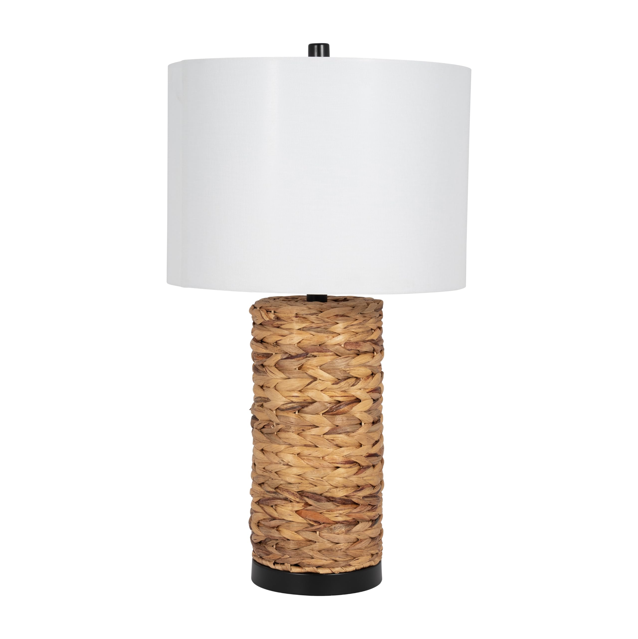 Sagebrook Home Woven Seagrass Table Lamp With Linen Shade – Rustic Coastal Design, Brown, Bedside & Desk Lamp For Bedroom, Living Room, Office, 26 Inches
