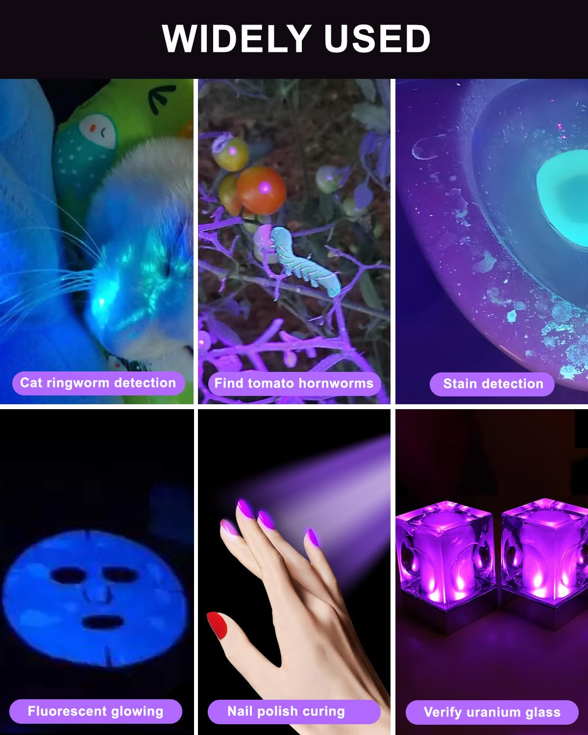Minsk Black Light 60W, Flashlights High Lumen, Usb C Rechargeable, 2 Modes Powerful Lights For Pet Urine Detection, Resin Curing, Minerals, Blood Tracking, Ac Leak