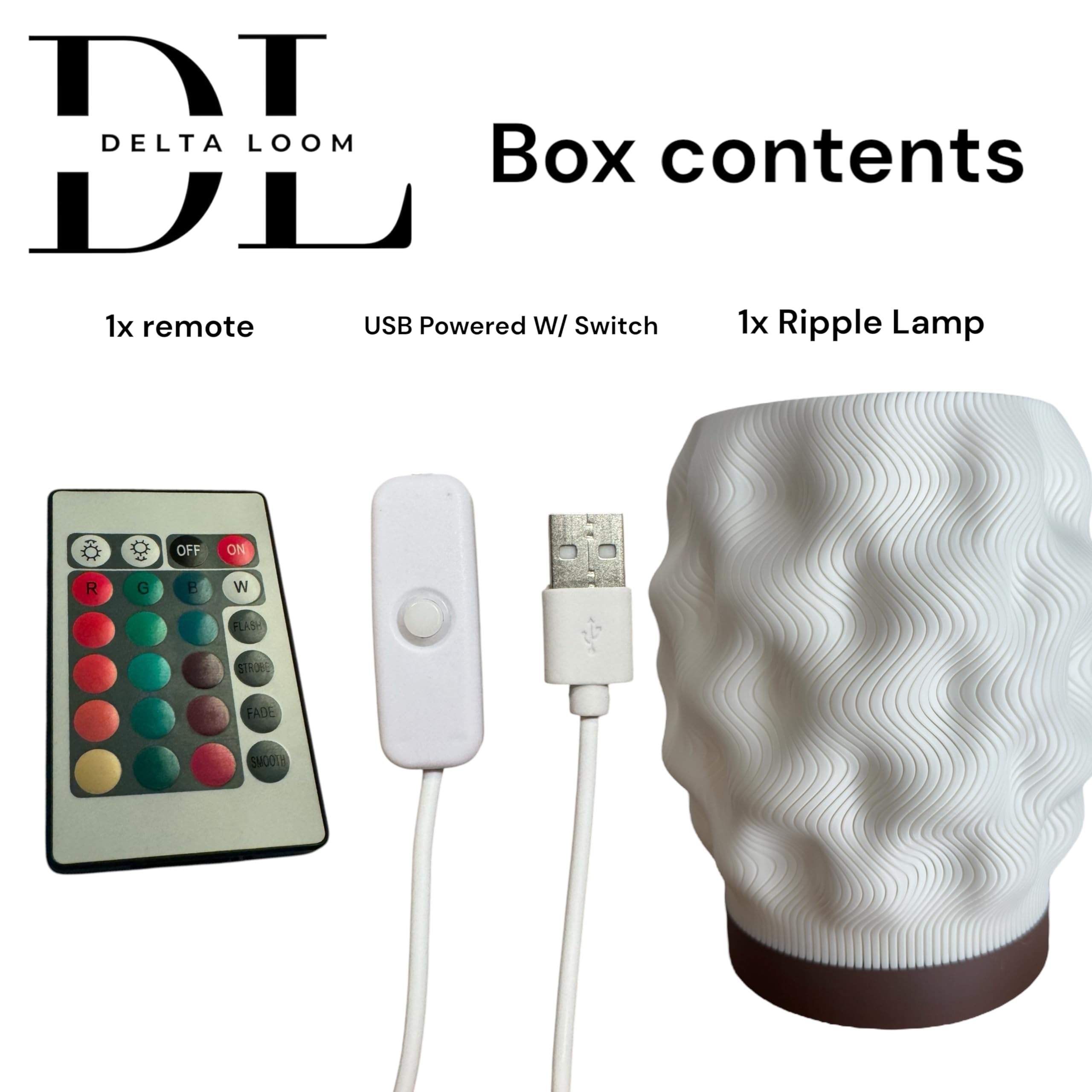 Delta Loom The Ripple Lamp 15 Color Dimmable Usb Led Table Lamp - Eco-Friendly Bedside, Desk, And Night Light - Mood Lighting For Home Décor - Unique Trending Design