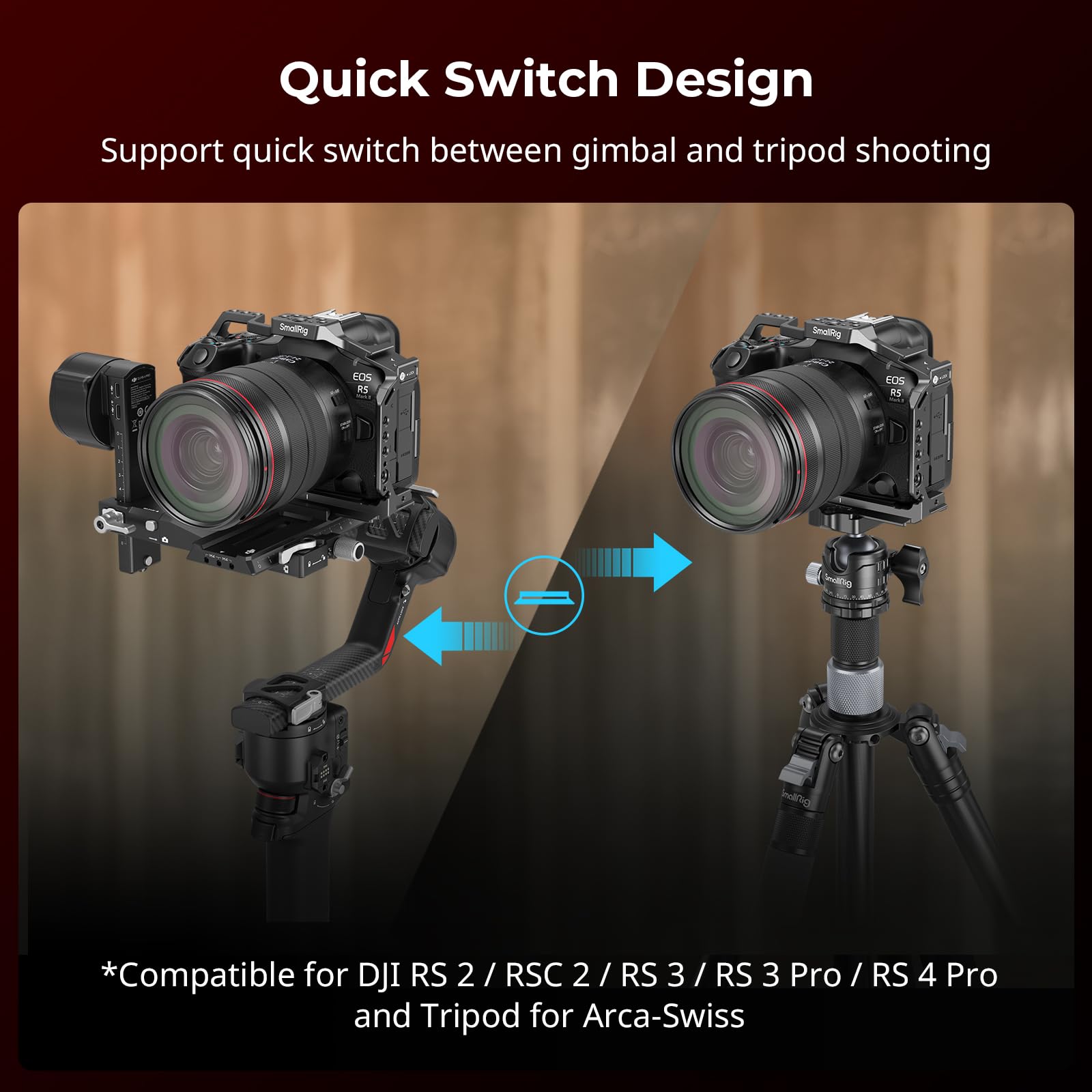 Smallrig R5 Ii Cage For Canon R5 Mark Ii, Aluminum Alloy Camera Video Cage With Cold Shoe Mount, 1/4''-20 & 3/8''-16 Threaded Holes, Quick Release Plate For Arca-Swiss - 4978