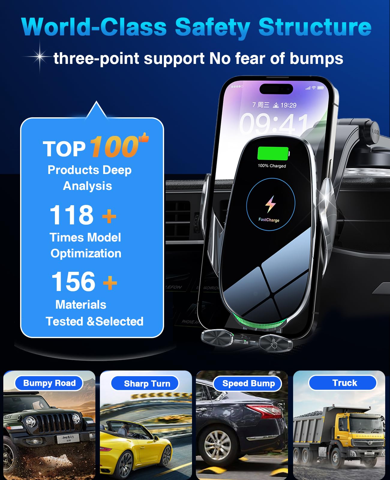 Memofo Wireless Car Charger,15W Fast Wireless Charger For Car Auto-Clamping, Fit For Iphone 15 14 13 12 11 Pro Max Xs, Samsung Galaxy S23 Ultra S22 S21 S20, S10+ S9+ Note 9, Etc…