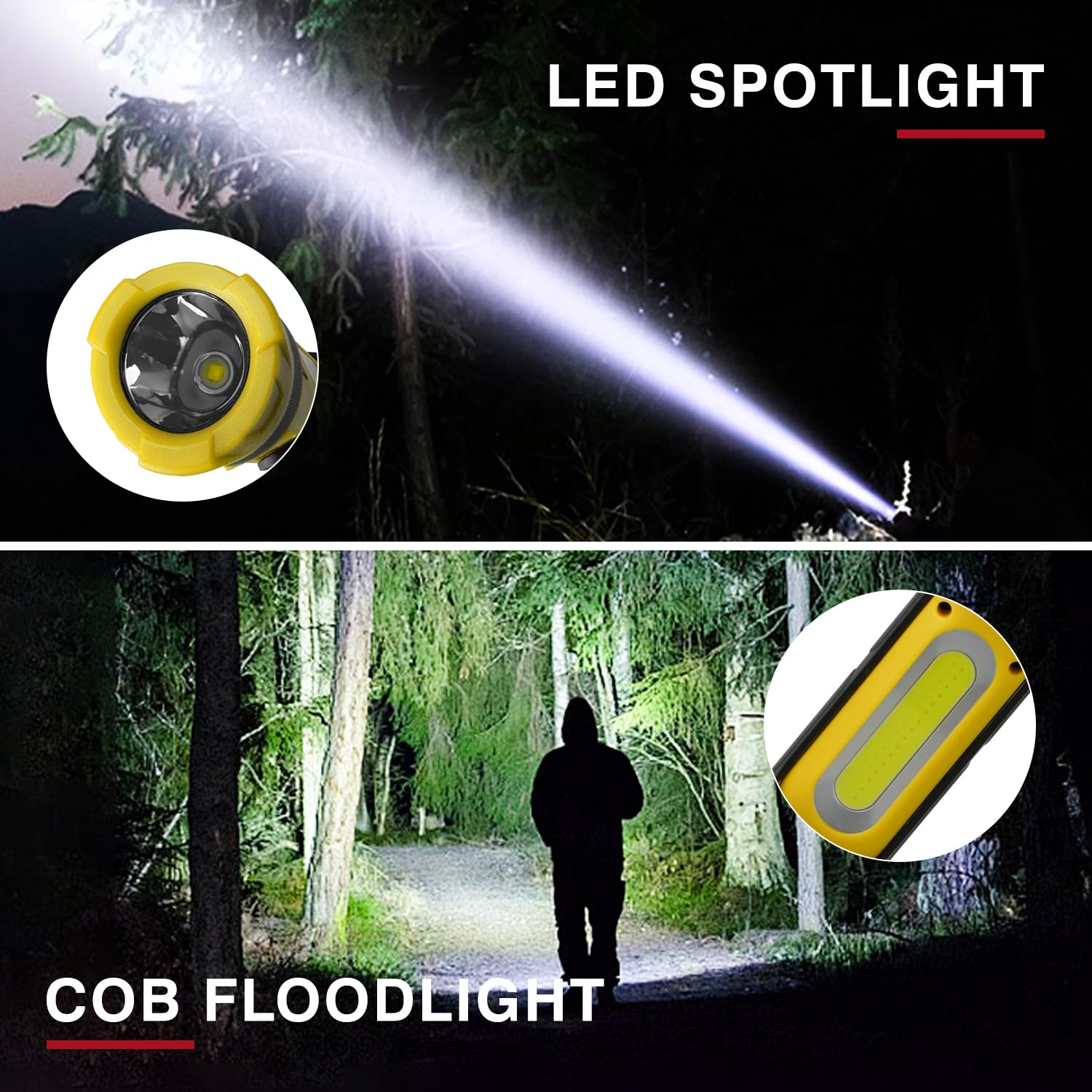 Napatyre Flashlights High Lumens Rechargeable, Super Bright Small Utility Flashlight, 300° Rotate 3 Modes Magnetic Led Flashlights With Cob Work Light For Home Emergency Camping, 2 Pack