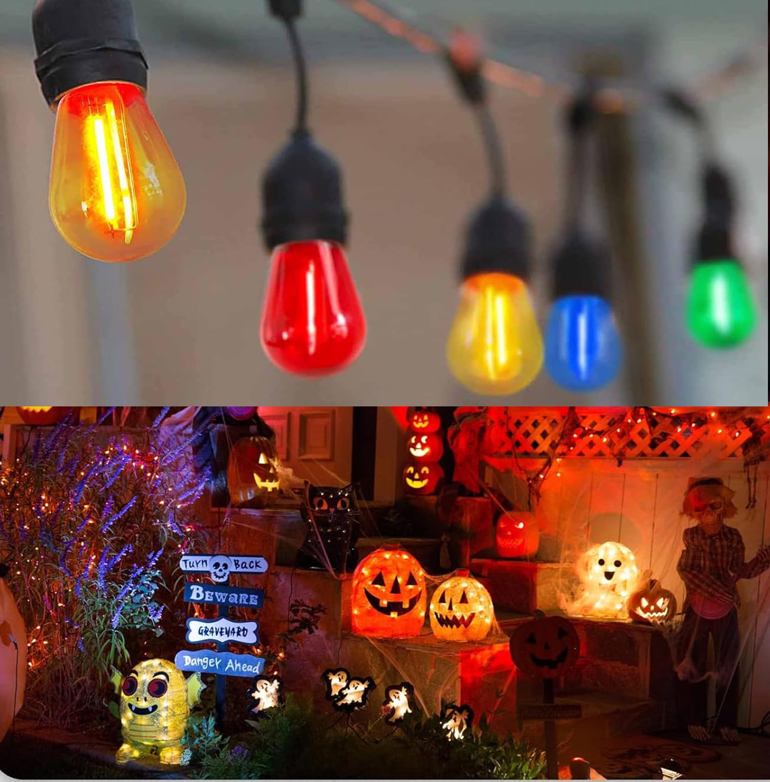 Minsily Sxminer 15 Pack 2W S14 Led Bulbs Orange Led String Light Bulbs Plastic Shatterproof Led Replacement Bulbs E26 Base Edison Bulb Led Decorative Bulbs For Outdoor String Light Home Patio Christmas Decor