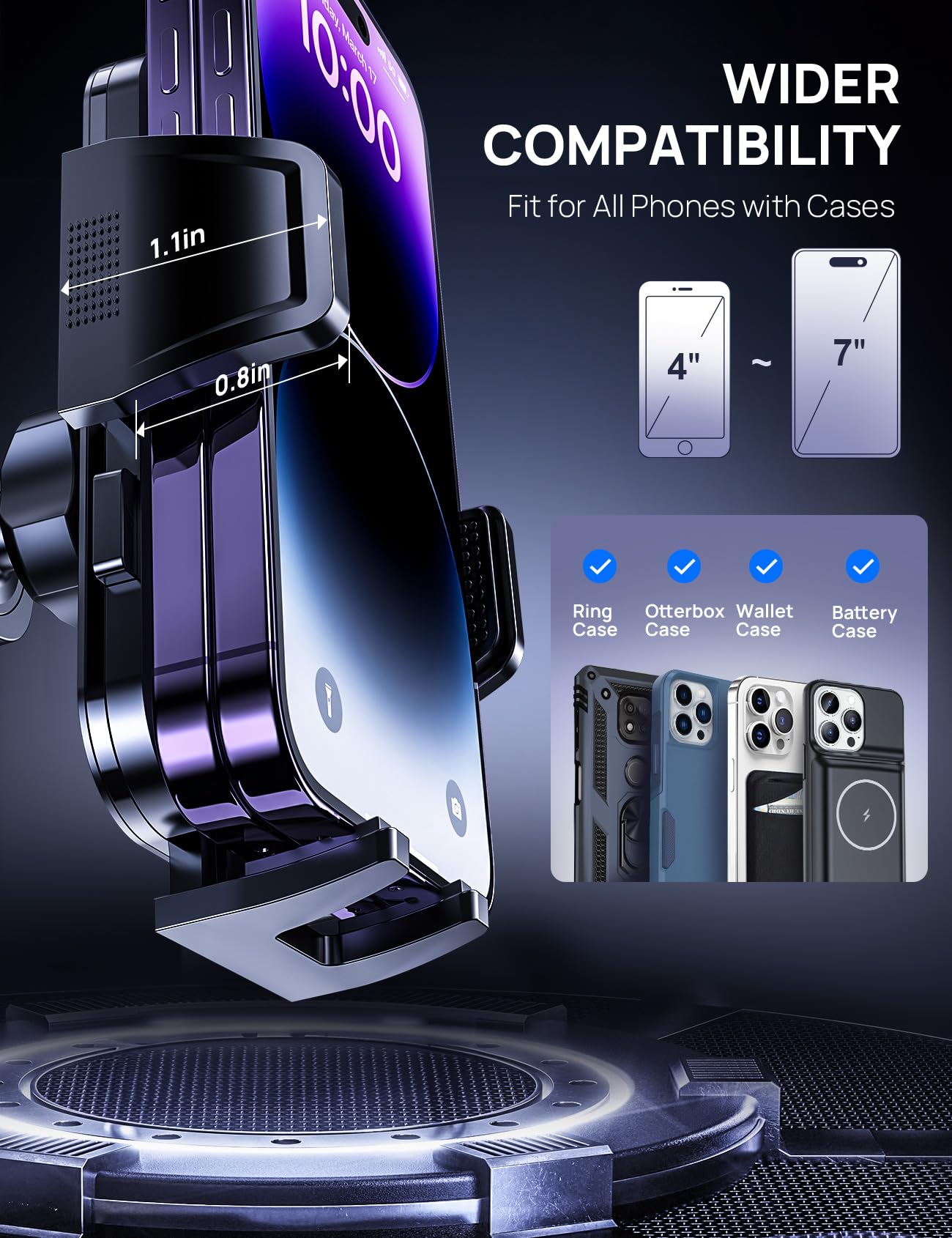Guanda Technologies Co., Ltd. Car Phone Holder Mount For Air Vent, [Never Shake Hook Clip] 360° Adjustable Vent Clip, Compatible With Big Phones,Thick Cases, Phone Holders For Your Car–Fits Iphone, Samsung And Android