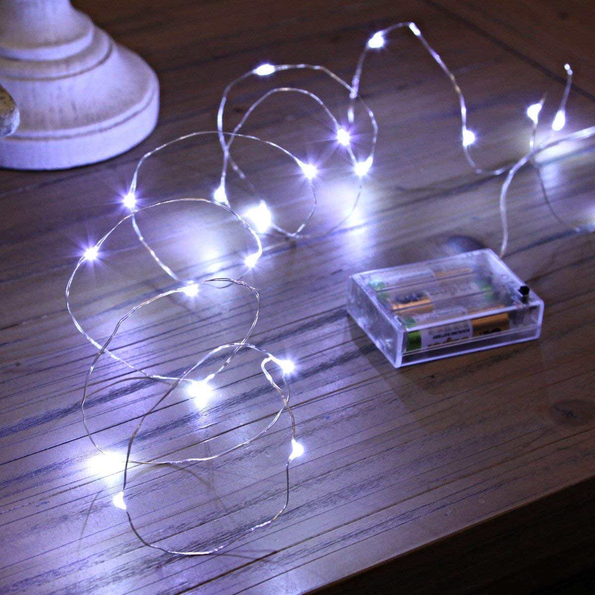 Tasodin Led Fairy Lights Waterproof 16.4Ft String Lights Battery Operated For Wedding, Home, Garden, Party, Christmas Decoration, White