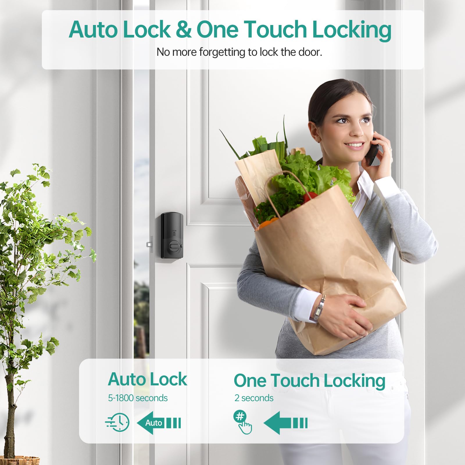 Hornbill Smart Deadbolt Door Lock Set: Silver Keyless Entry Door Knobs With Fingerprint Electronic Digital Bluetooth Door Lock With Keypad Code App Alexa Auto Lock For House Apartment