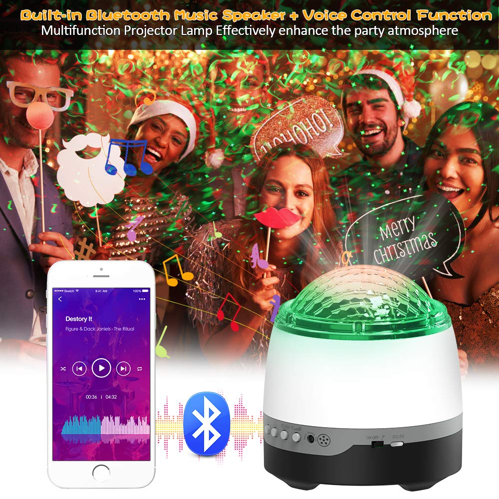 Sunbox Galaxy Projector,Star Projector For Bedroom,Remote Control & White Noise Bluetooth Speaker,8 Soother Sounds,Timer,Led Night Lights For Kids Room, Adults Home Theater, Party, Living Room Decor