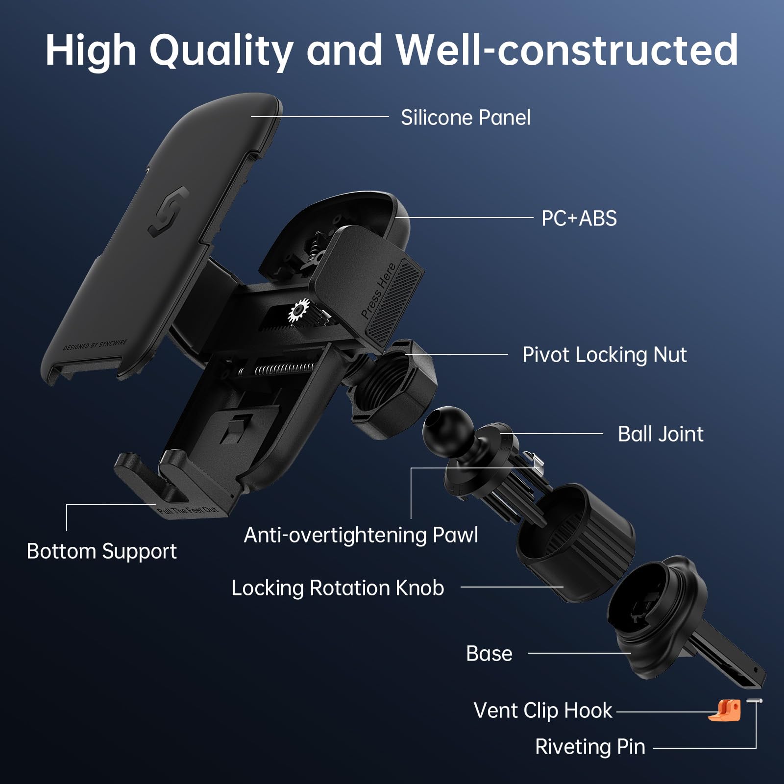 Syncwire Car Vent Phone Mount, [Big Phone Friendly] Hands- Car Phone Holder For Iphone 16/15/14/13/12 Series & All Phones, Cell-Phone Automobile Cradles Universal