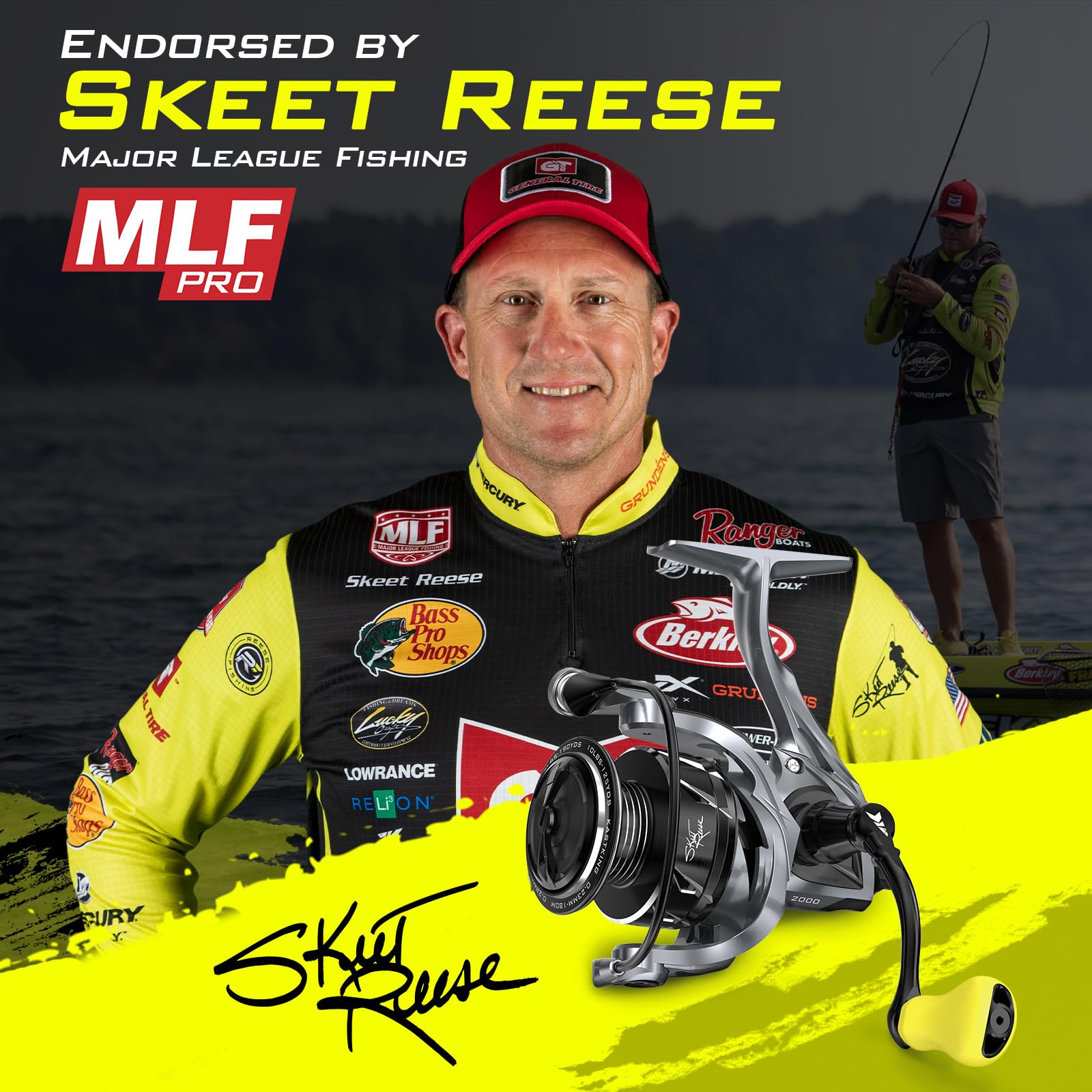 Kastking Skeet Reese Icon Spinning Reel, Carbon Rotor With Aluminum Body Fishing Reel, 6.2:1 Gear Ratio, 10 + 1 Stainless Steel Ball Bearings,17.6 Lbs Max Drag, Tpe Handle Knobs
