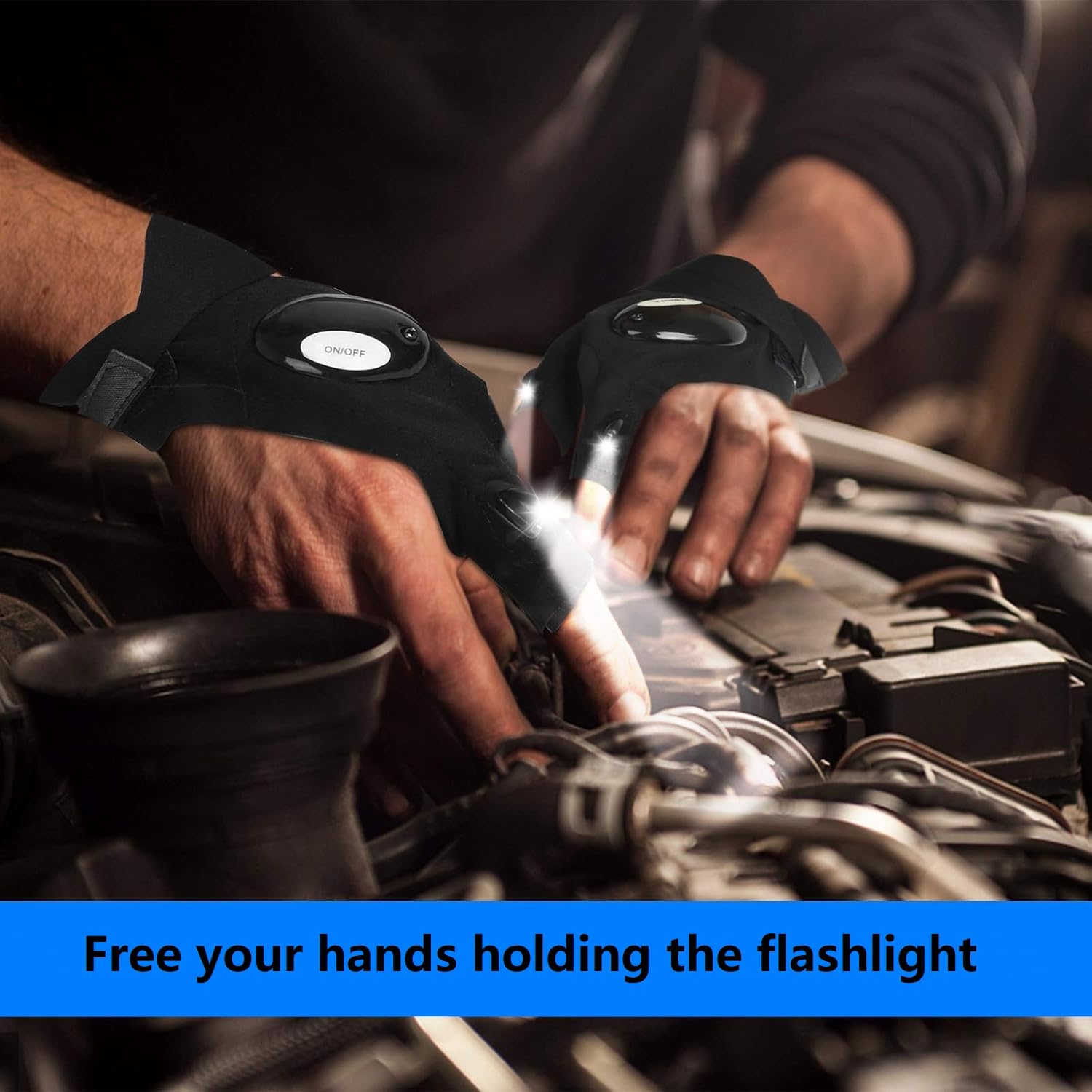 Imagilivspas 2 Led Flashlight Gloves Outdoor,Work Gloves With Light For Darkness Places, Fishing, Camping And Hiking & Tools  For Handymen Women Boyfriend Husband Diy Repairing Tools