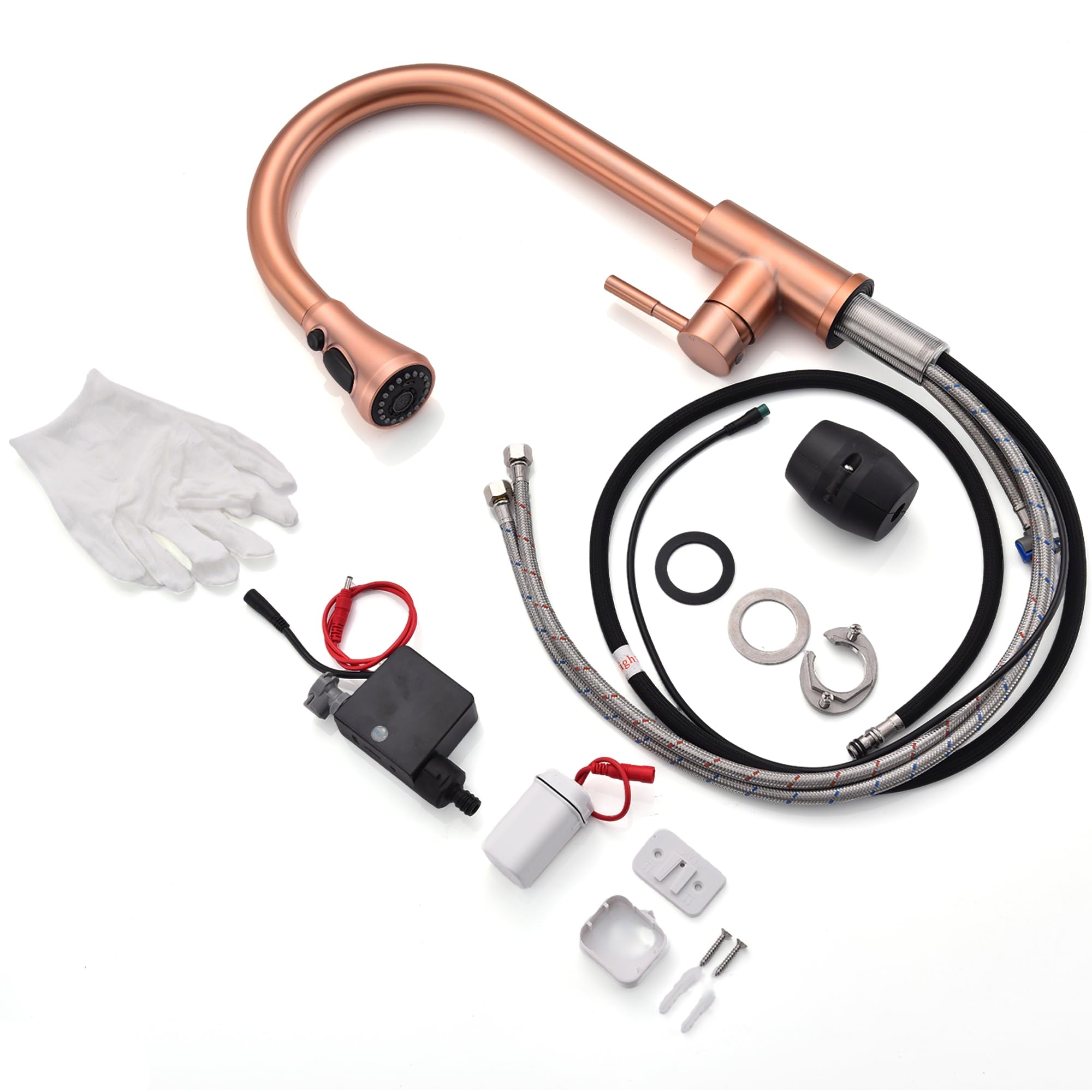 Tutew Touchless Kitchen Faucet With Pull Down Sprayer, Red Copper Motion Sensor Kitchen Sink Faucet Single Hole, Spot Resist Stainless Steel Single Handle Commercial Modern Faucet