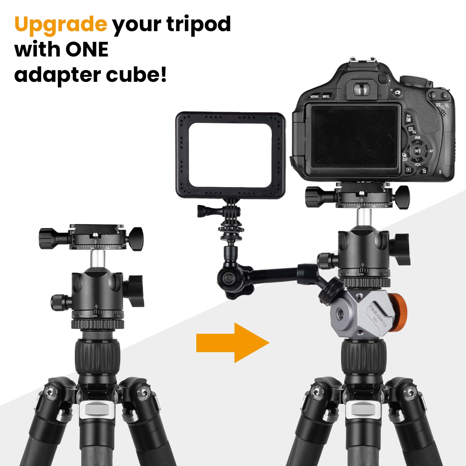 Tarion Cold Shoe Adapter For Tripod: Multifunctional Extension Bracket Rack With 1/4 Thread Holes Cold Shoe Mounts Universal 3/8 To 1/4 Screw Adapter For Camera Tripod Magic Arm Light Mc-H01