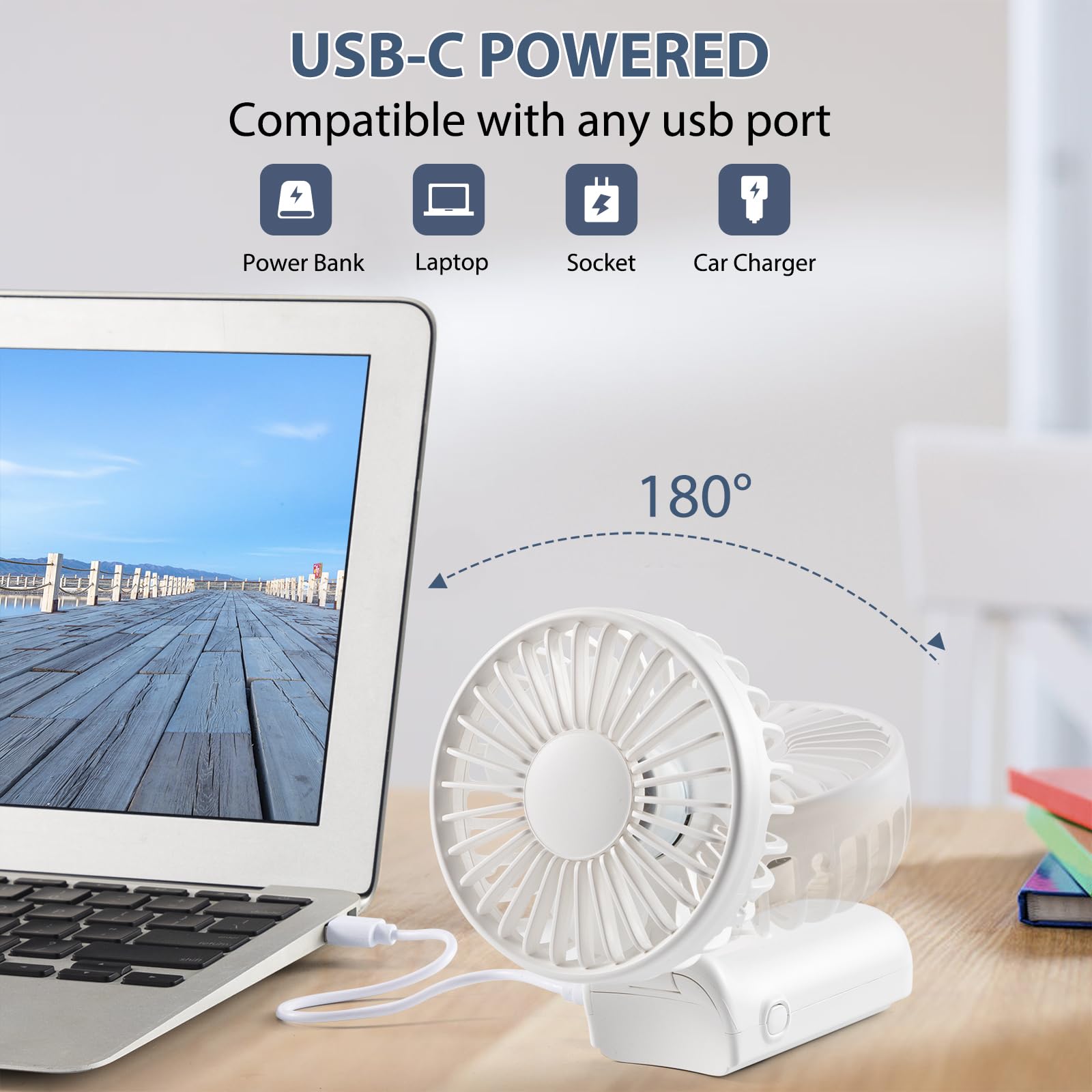 Mini Fan Handheld, Handheld/Neck/Desk 3 In 1 Rechargeable Small Portable For Travel, 2400Mah Battery