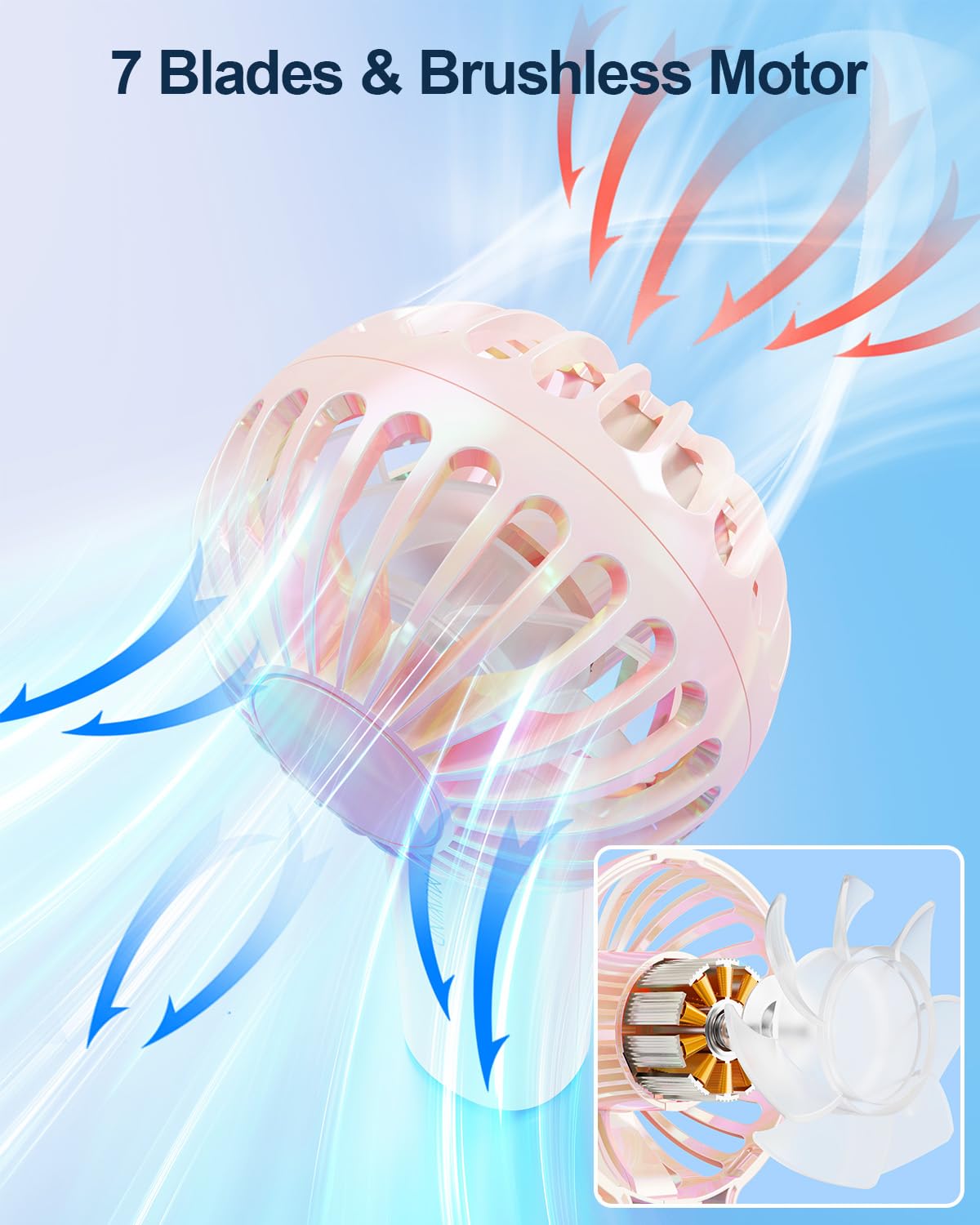 Portable Mini Handheld Fan, Small Personal Hand Held Fan With Base, Cute Design Usb Rechargeable Fan