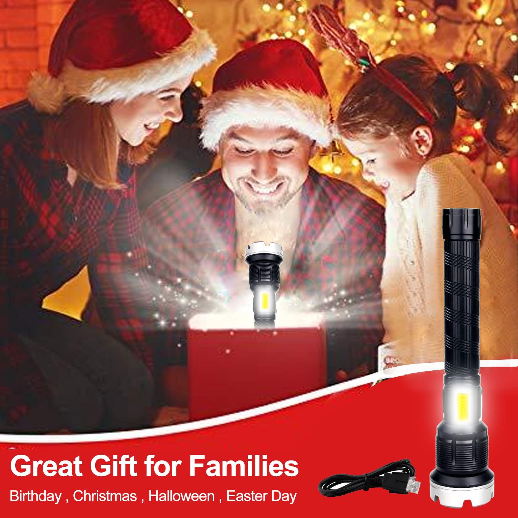 Vastfire Rechargeable Flashlights High Lumens Zoomable  Best Floodlight Spotlight Strobe Light Lanterns Brightest Flashlight For Home Camping Power Outage Cars