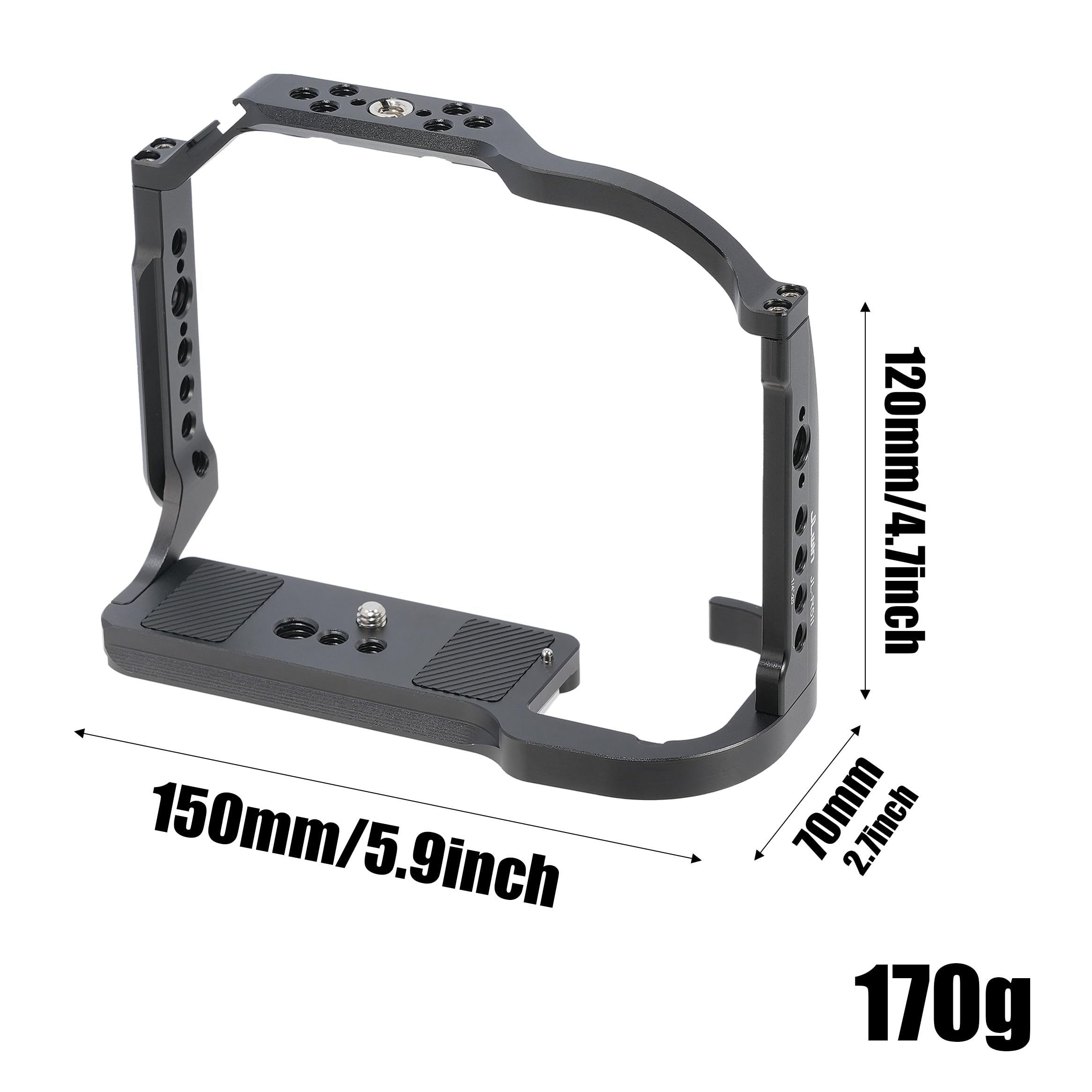 Focusfoto Camera Cage With Top Handle Grip Kit For Canon Eos R5 Mark Ii Mirrorless Vlogging Camera, Aluminium Video Stabilizer Rig With Nato Rail, Cold Shoe, 1/4"Screw Mount, 3/8"-16 Locating For Arri