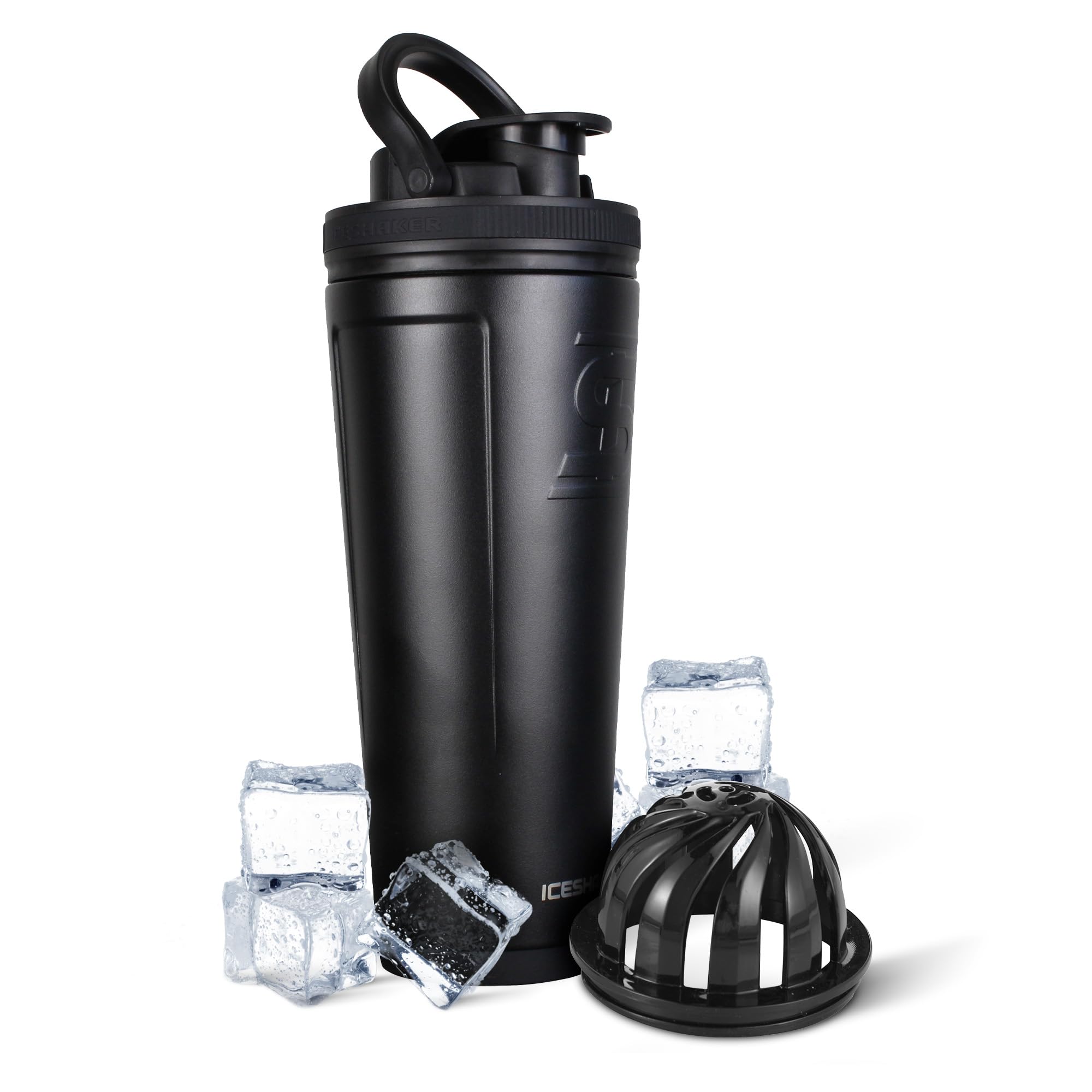 Ice Shaker Insulated Stainless Steel Shaker Bottle  36Oz, Black  Cold For 30+ Hours
