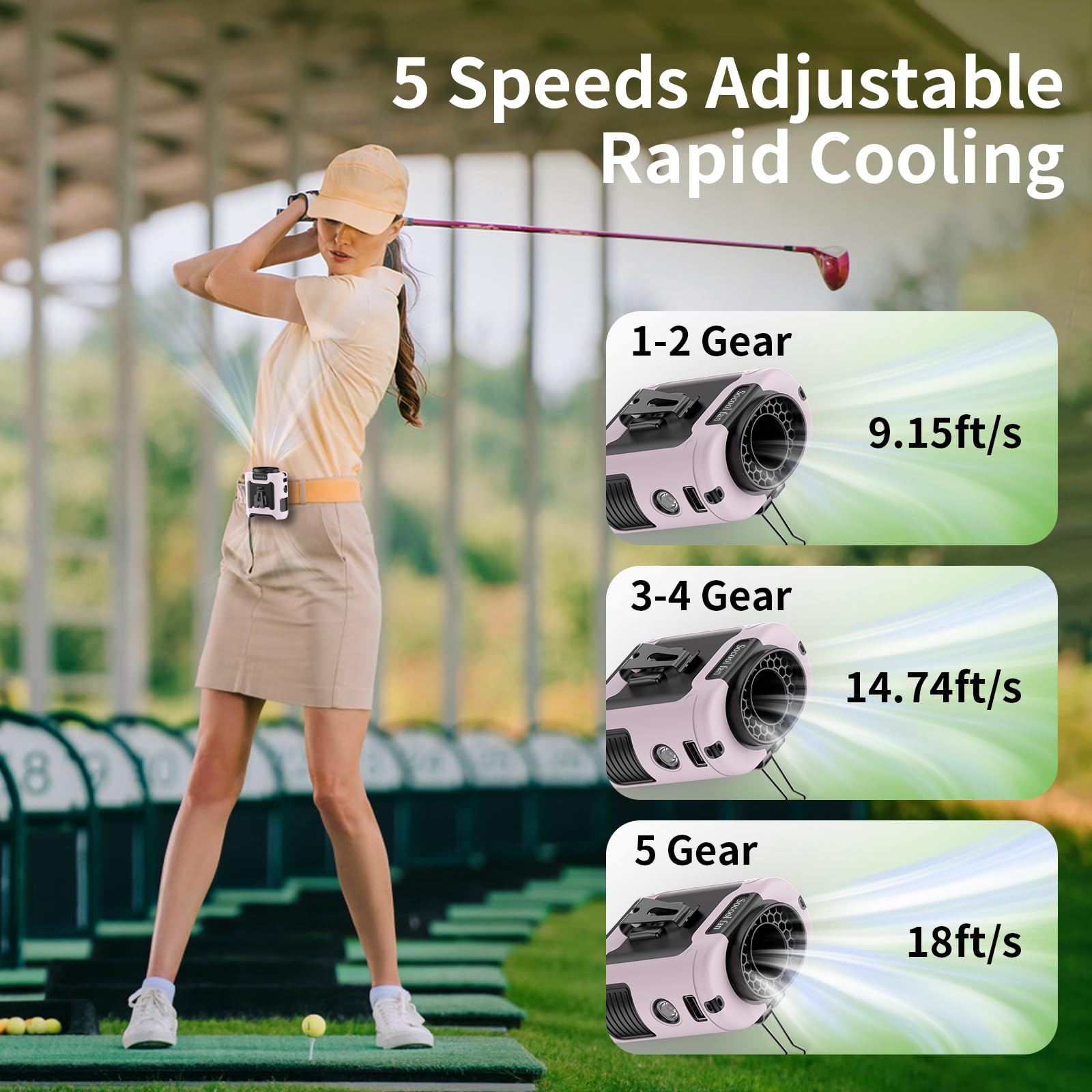 Socool 10000Mah Portable Waist Fan Clip On Wearable Belt Personal Fan Rechargeable Battery Operated