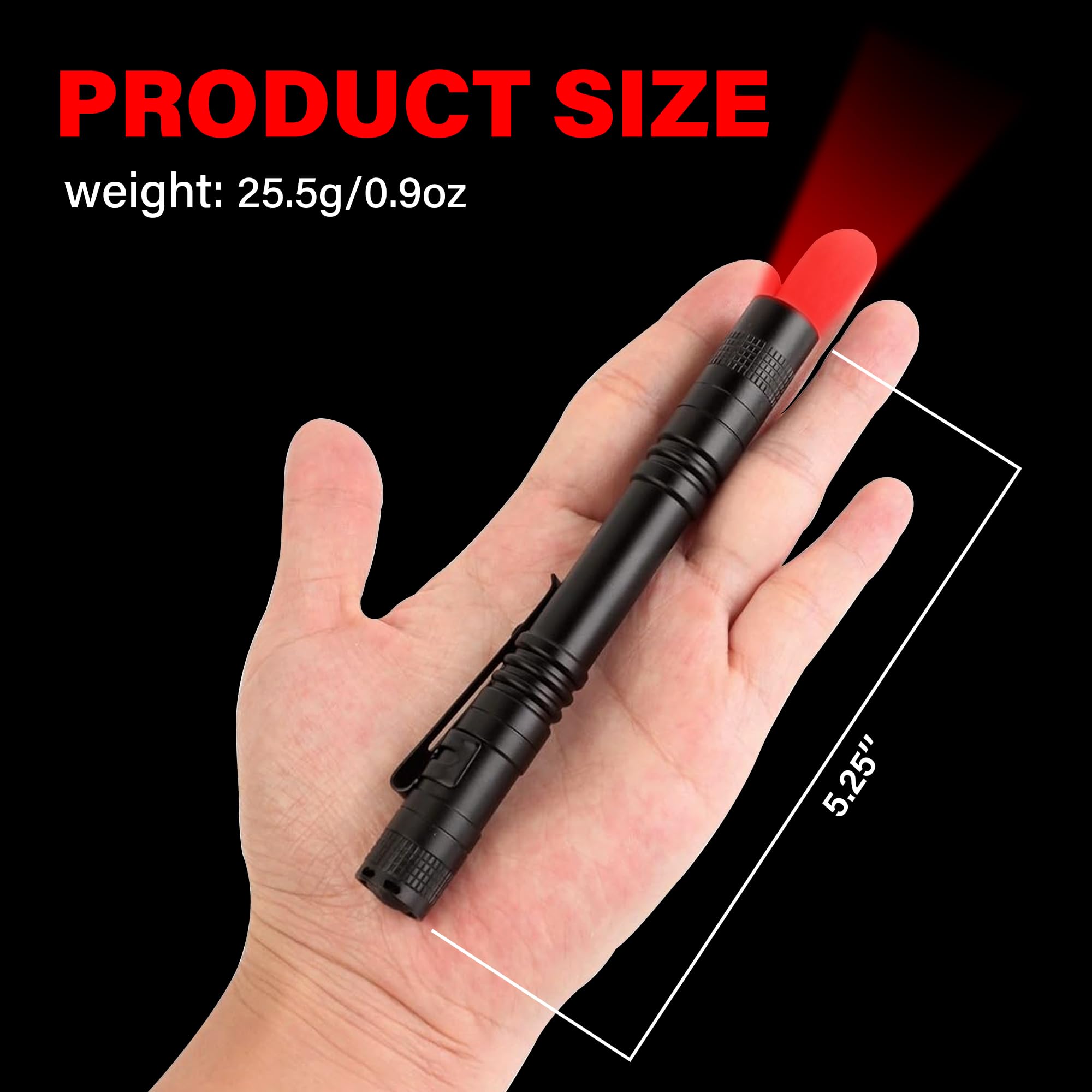 Gaigaimall Red Light Flashlight With Clip, Red Led Pocket Pen Light For Night Astronomy Aviation, 4 Pack