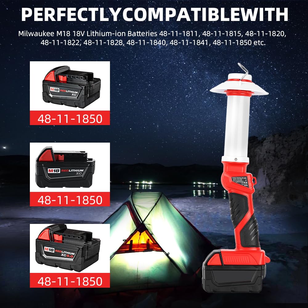 Haopkzapyr 8W 800Lm Lantern For Milwaukee 18V M18 Li-Ion Outdoor Portable Camping Lantern With Hook, Usb Output, Emergency Light, Perfect For Camping, Hiking, And Outdoor Activities(Battery Not Included)
