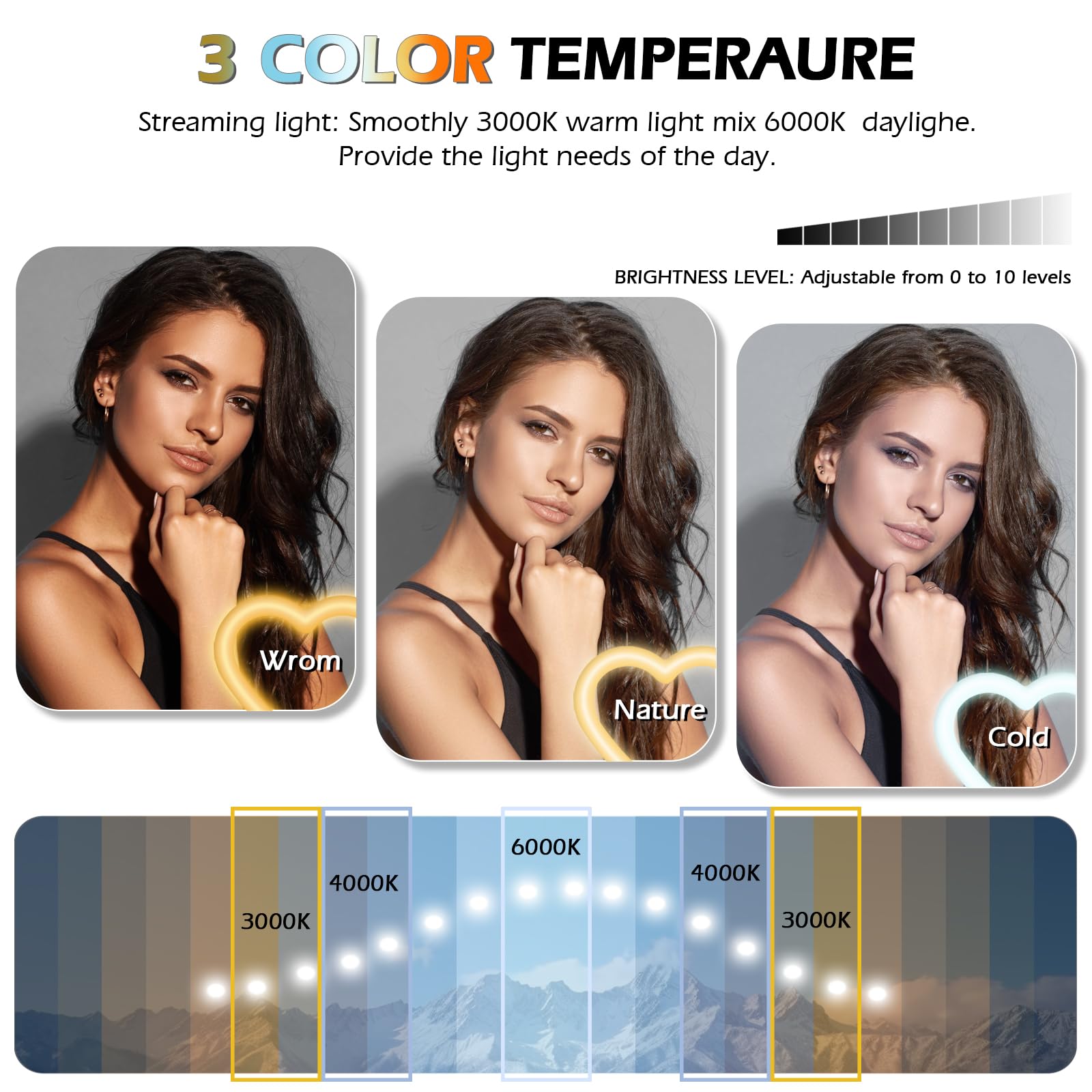 Nanbeitong Nanbeitong13'' Selfie Ring Light With 73'' Tripod Stand And Phone Holder&Ipad Holder, Rgb Ring Lights 47 Color Modes, Stepless Dimmable/Speed Led Heart Ringlight For Iphone & Android,Youtube,Makeup