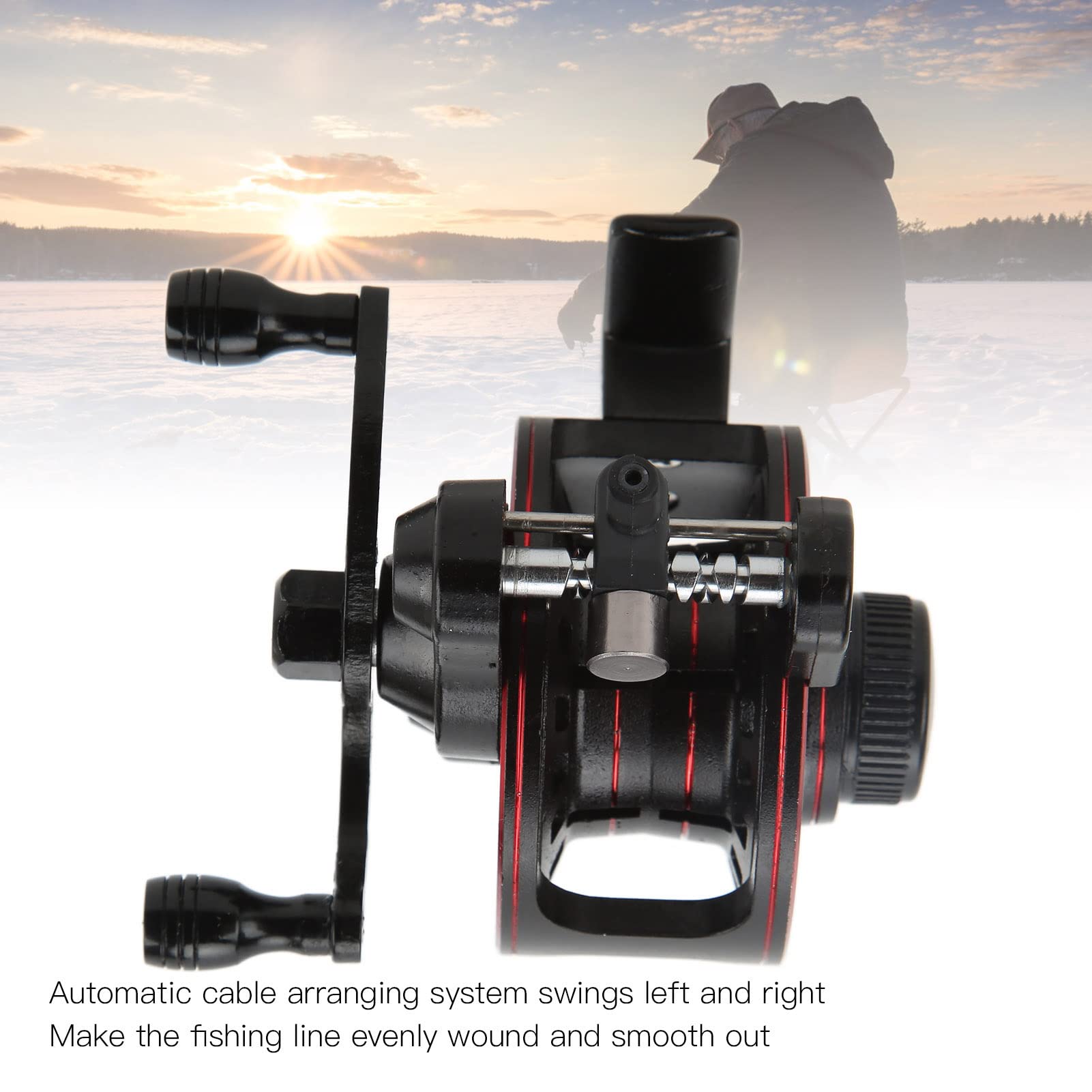 Alomejor Fishing Reel, Metal Fly Wheel Speed Ratio 3.0:1 Right Left Hand Front Ice Fishing Line Reel